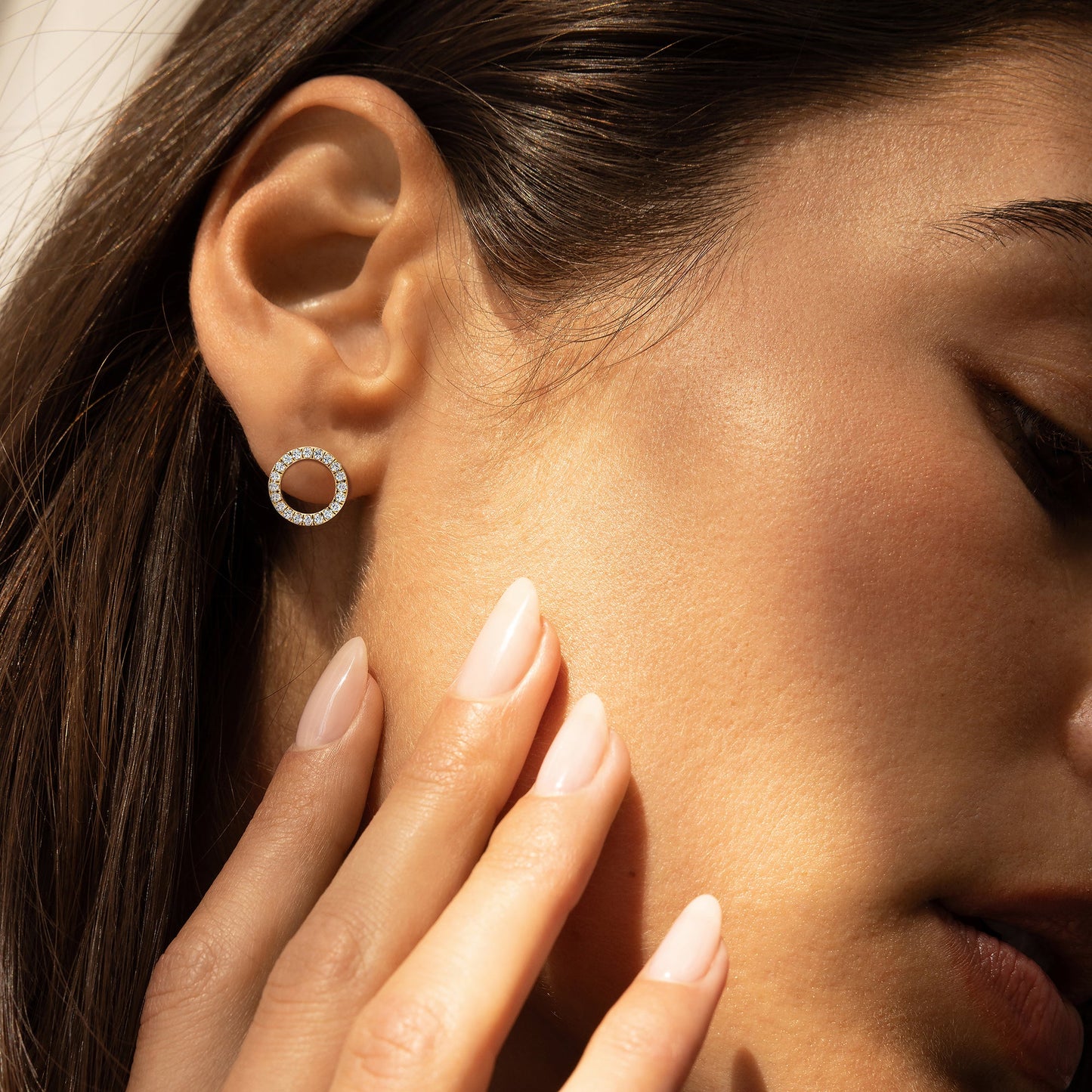 Audrey Front Hoop Lab Diamond Pave Earrings - view 8