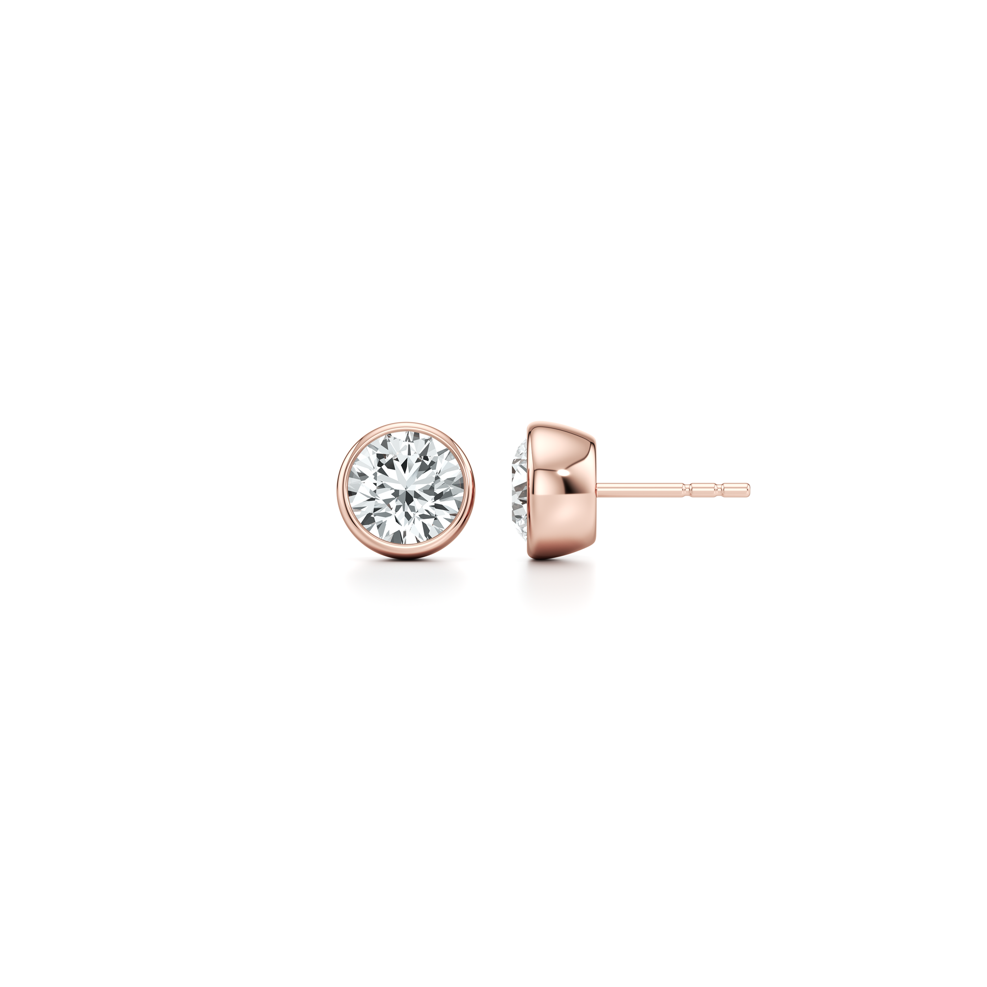 Bezel Set Lab Diamond Round Brilliant Studs - view 8