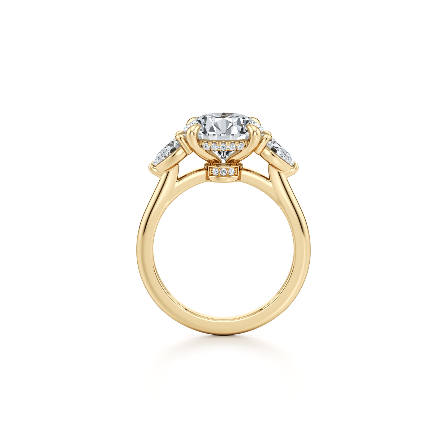 Chelsea Pear Oval Three Stone Lab Diamond Engagement Ring - view 7