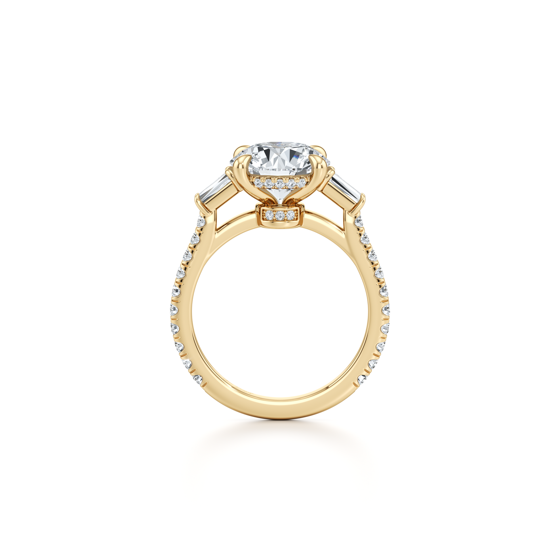 Chelsea Baguette Oval Three Stone Lab Diamond Engagement Ring - view 7