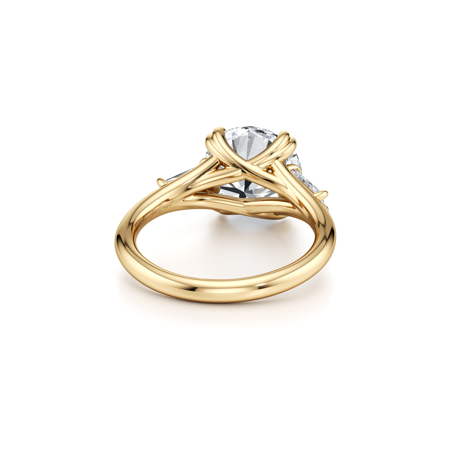 Jane Tapered Baguette Round Three Stone Lab Diamond Engagement Ring - view 8