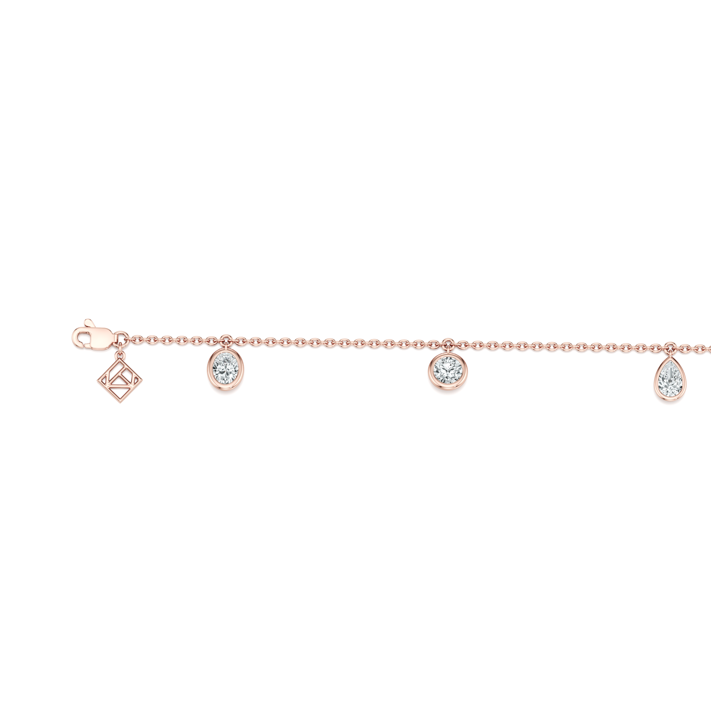 Bezel Set Lab Diamond Charm Bracelet - view 8