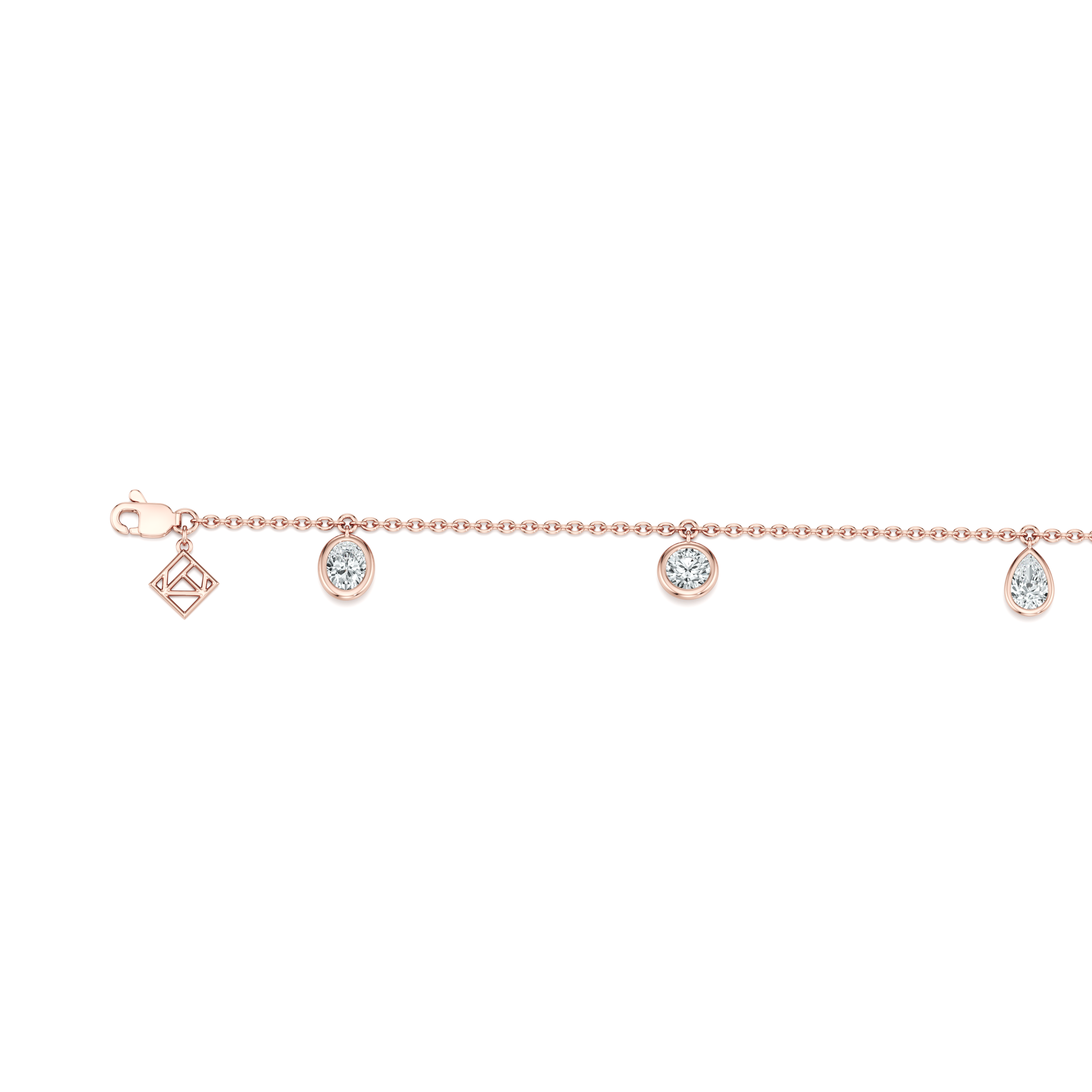 Bezel Set Lab Diamond Charm Bracelet - view 8
