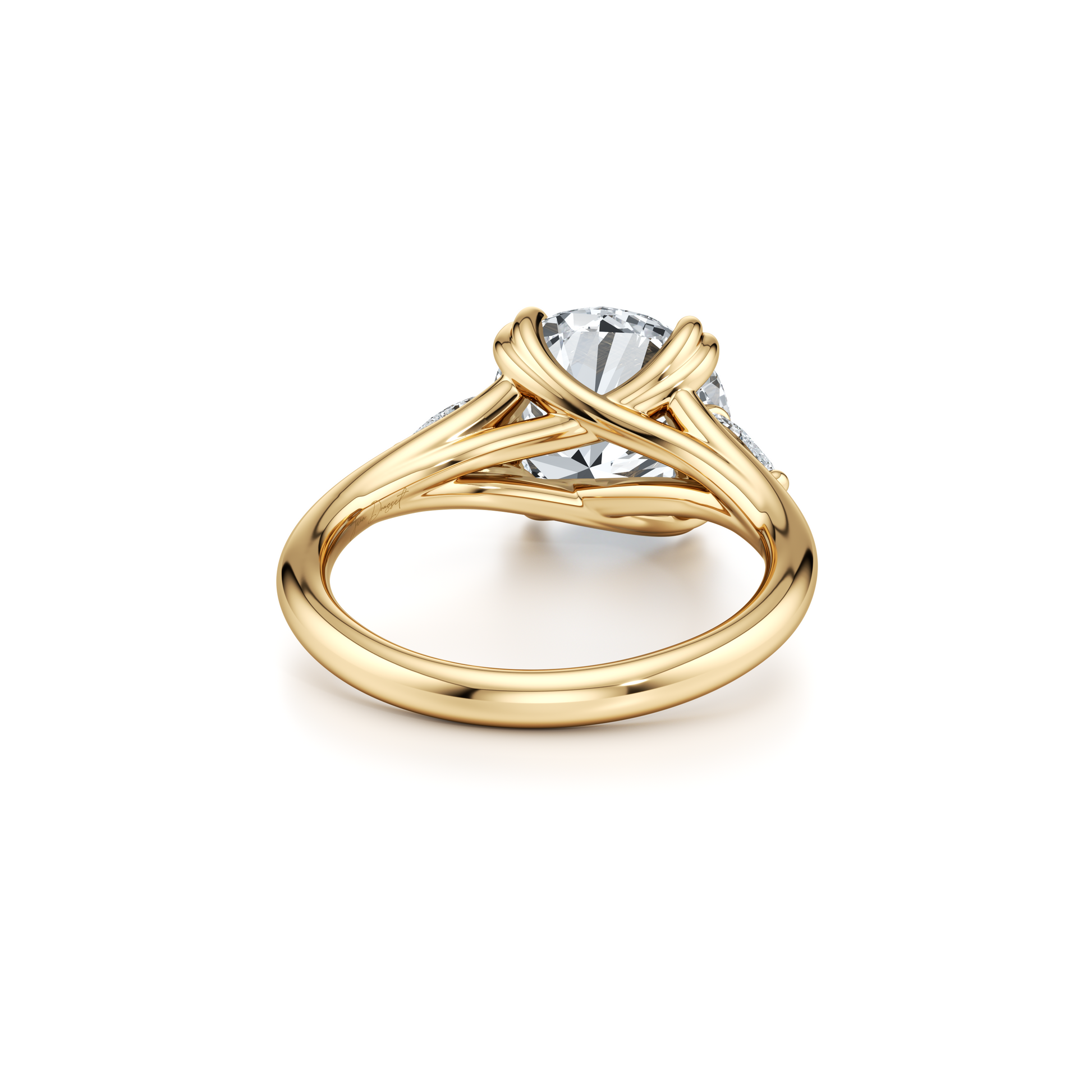 Jane Pear Emerald Three Stone Lab Diamond Engagement Ring - view 8