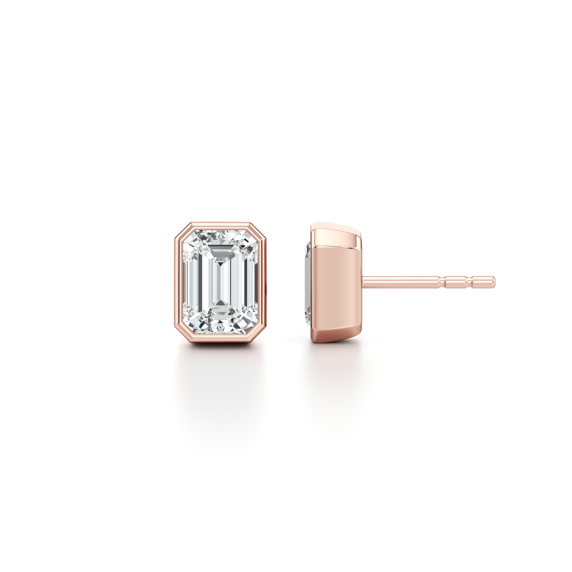 Bezel Set Lab Diamond Emerald Studs - view 8