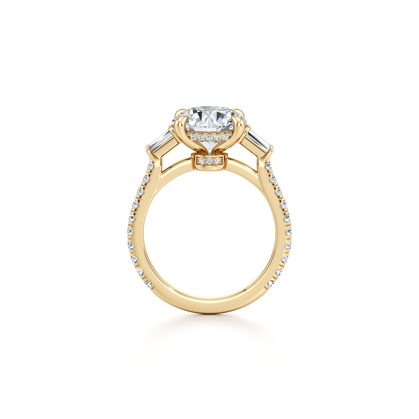 Chelsea Baguette Pear Three Stone Lab Diamond Engagement Ring - view 7