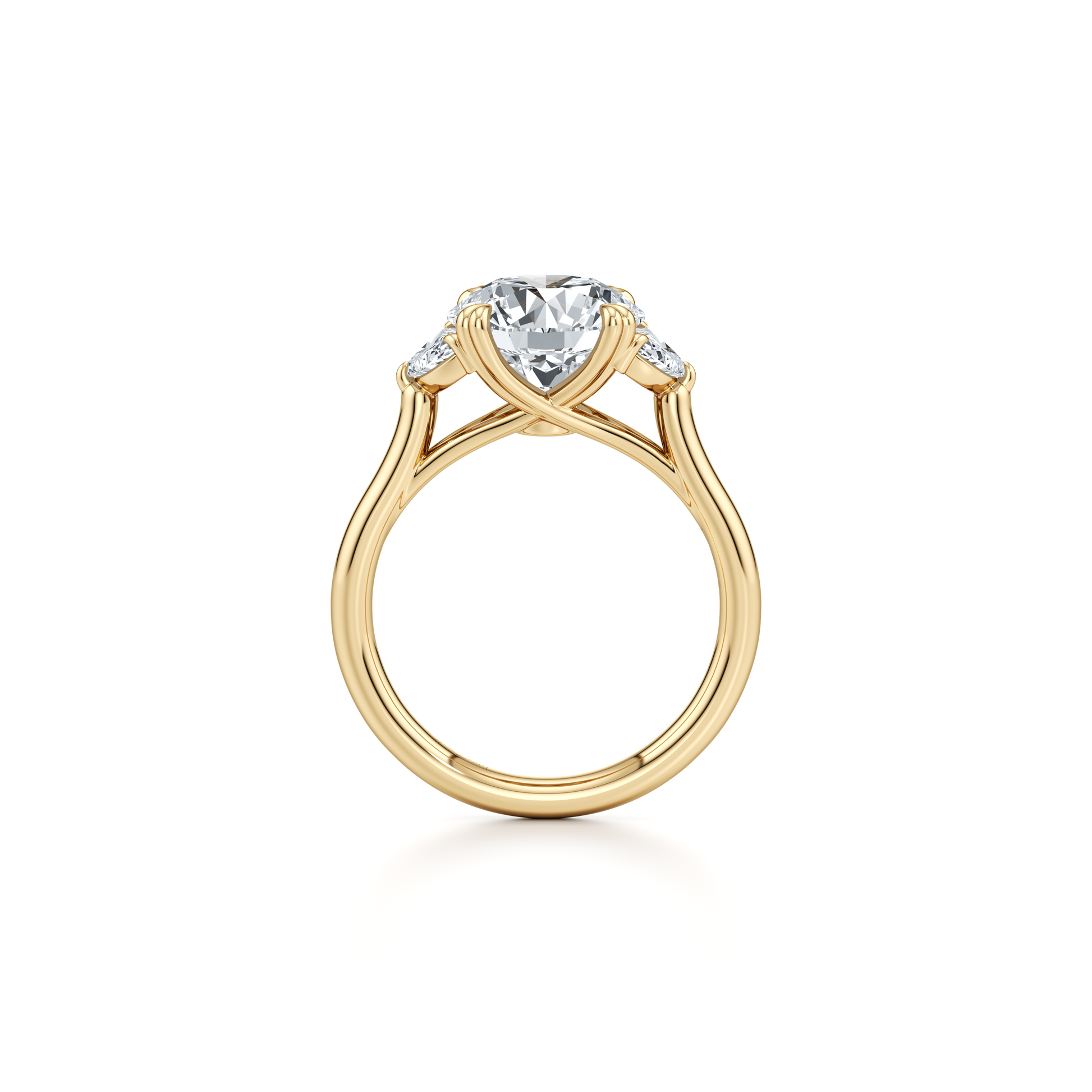 Elle Half Moon Pear Three Stone Lab Diamond Engagement Ring - view 7