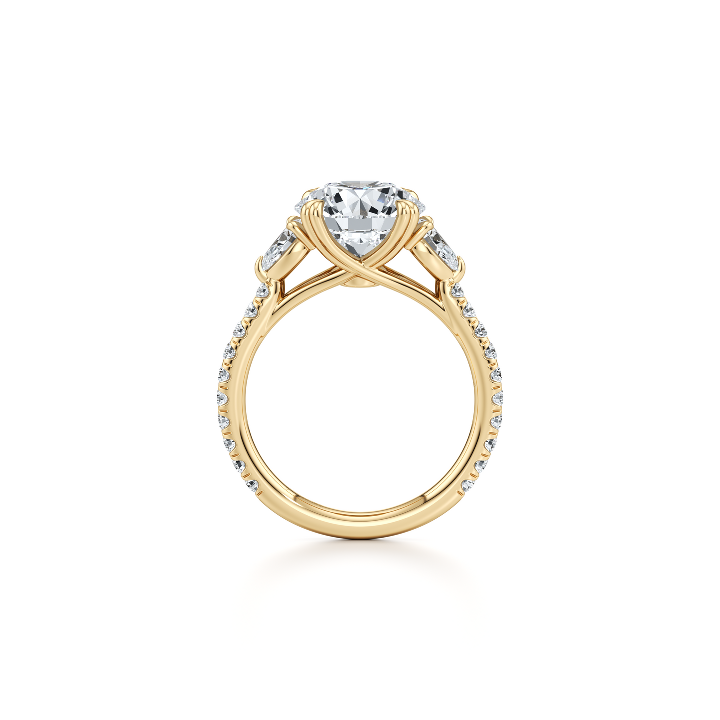 Elle Trapezoid Pear Three Stone Lab Diamond Engagement Ring - view 7