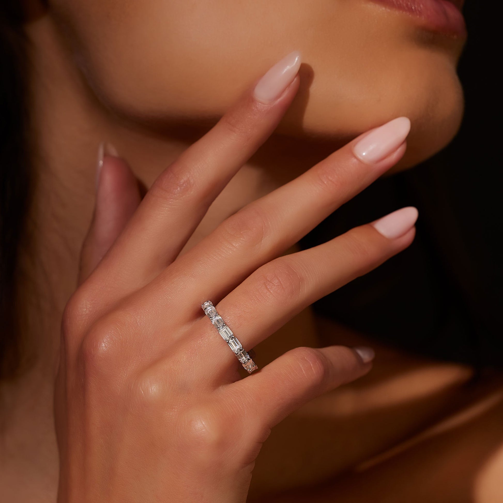 Olivia East-West Emerald Lab Diamond Eternity Band - view 9