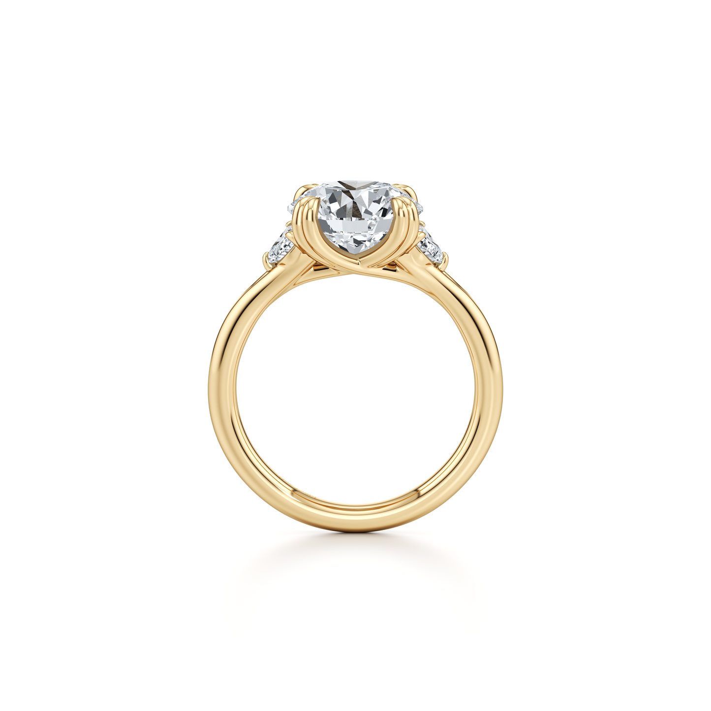 Jane Half Moon Emerald Three Stone Lab Diamond Engagement Ring - view 9