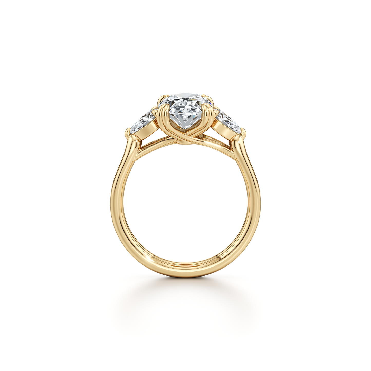 Elle Trapezoid Pear Three Stone Double Lab Diamond Engagement Ring - view 7