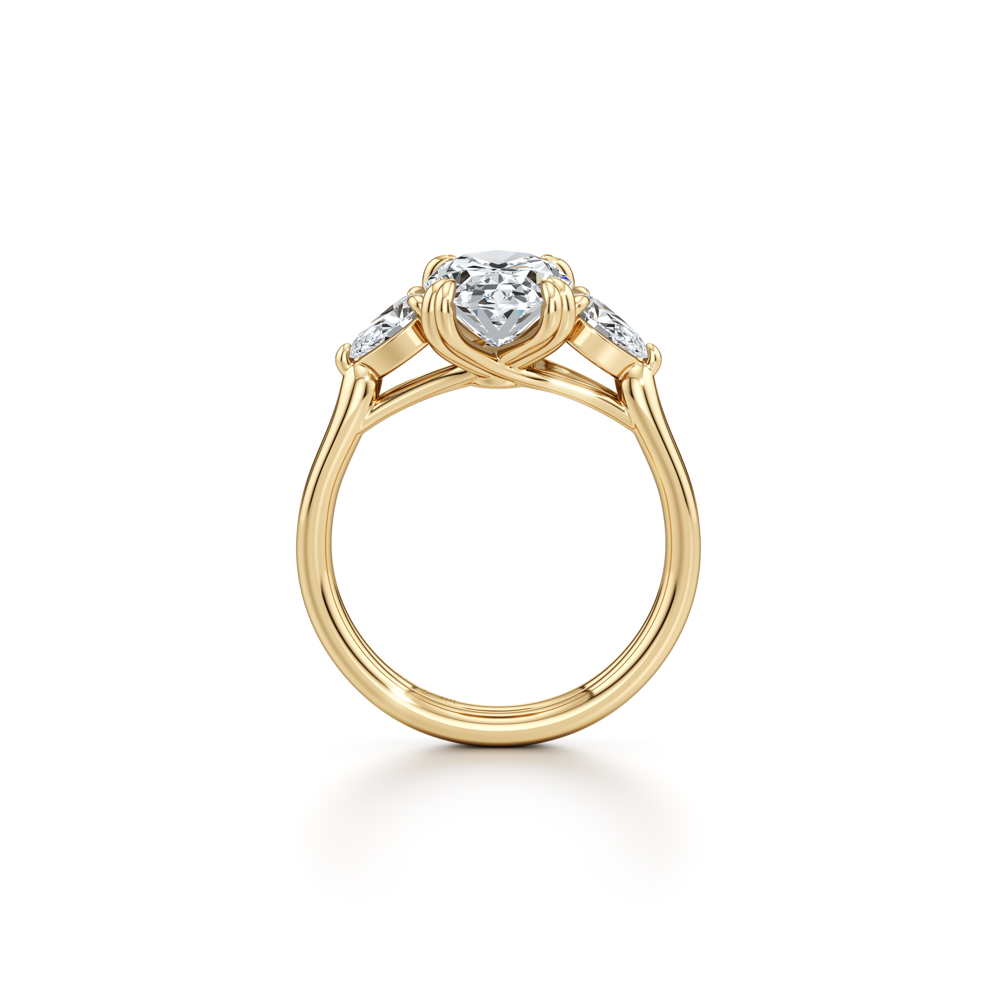 Elle Trapezoid Pear Three Stone Double Lab Diamond Engagement Ring - view 7
