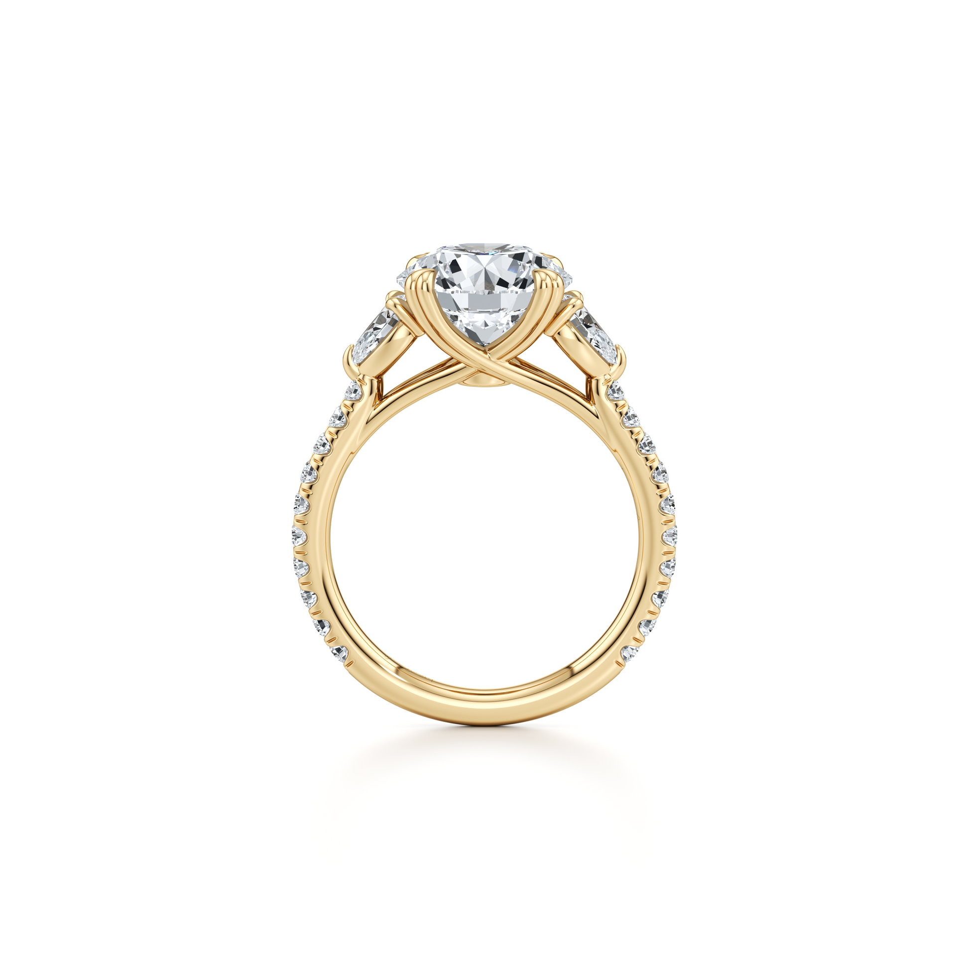 Elle Pear Oval Three Stone Lab Diamond Engagement Ring - view 7