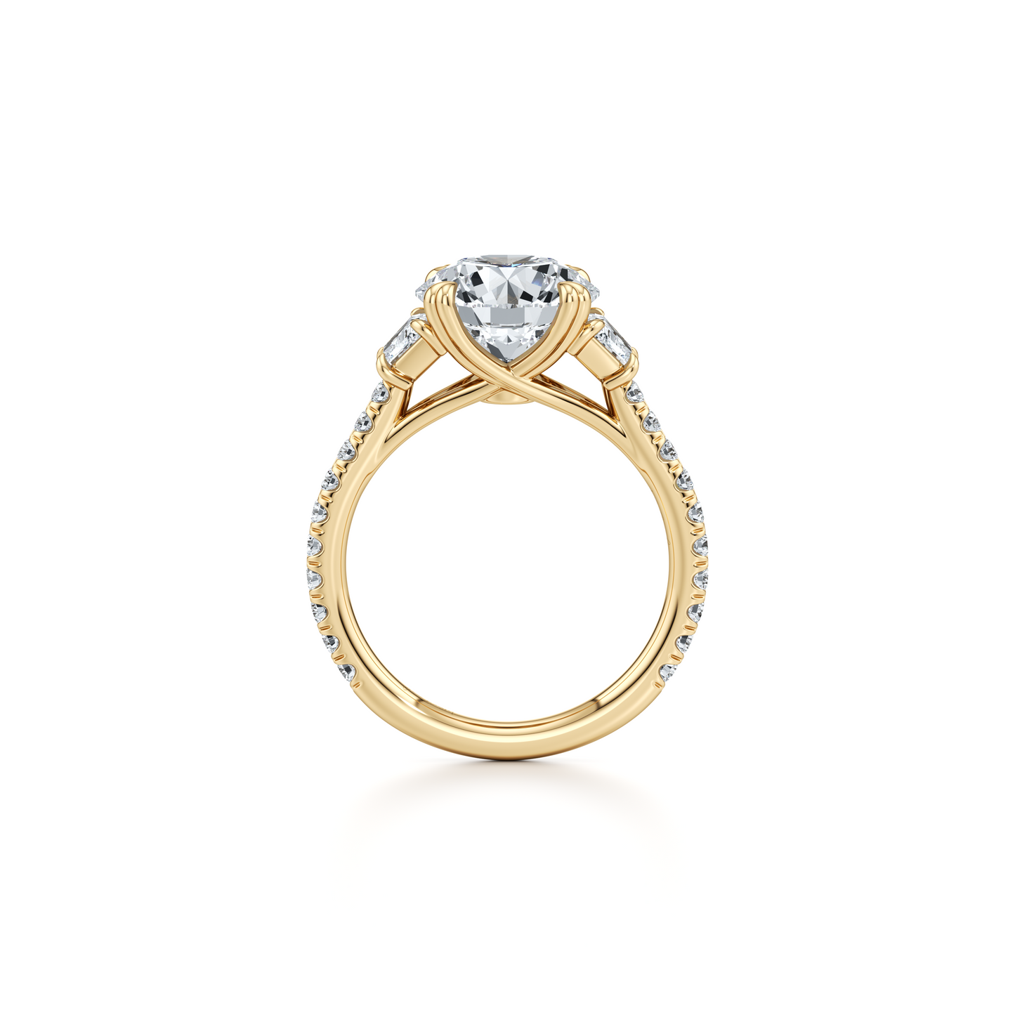 Elle Trapezoid Oval Three Stone Lab Diamond Engagement Ring - view 7