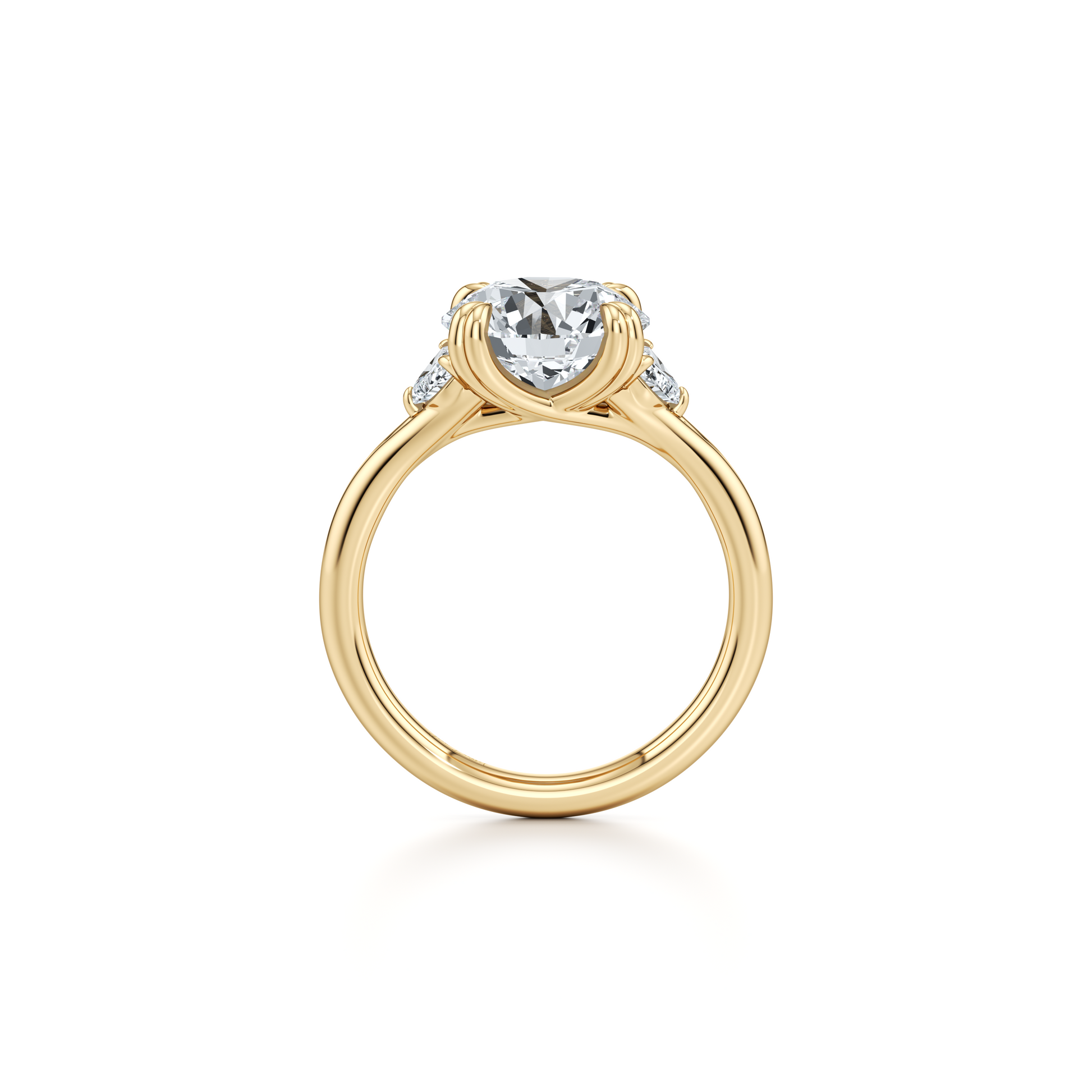 Jane Half Moon Oval Three Stone Lab Diamond Engagement Ring - view 9