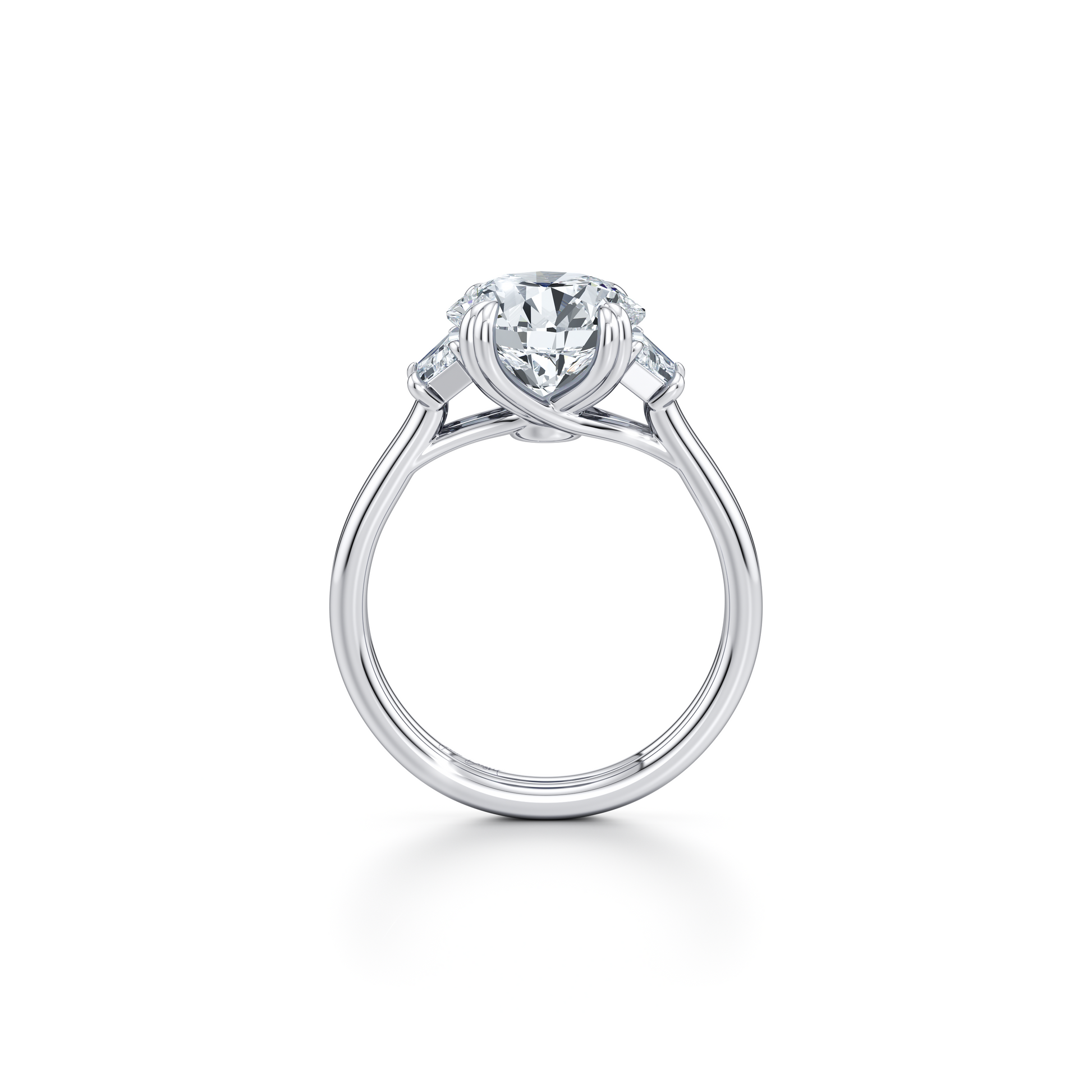 Elle Trapezoid Cushion Three Stone Double Lab Diamond Engagement Ring - view 7