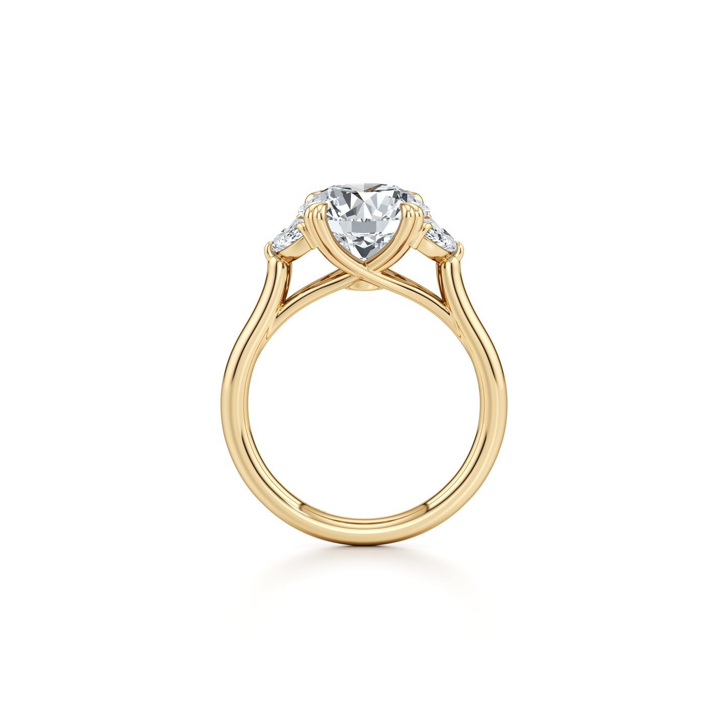 Elle Half Moon Oval Three Stone Lab Diamond Engagement Ring - view 7