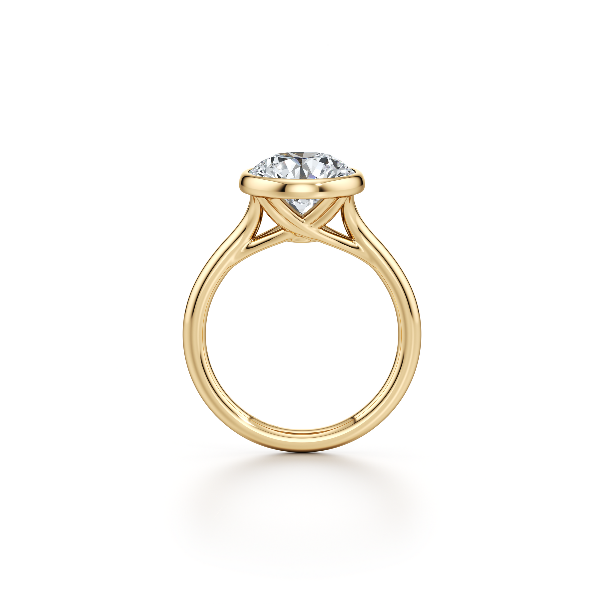 Elle Bezel Cushion Solitaire Lab Diamond Engagement Ring - view 7