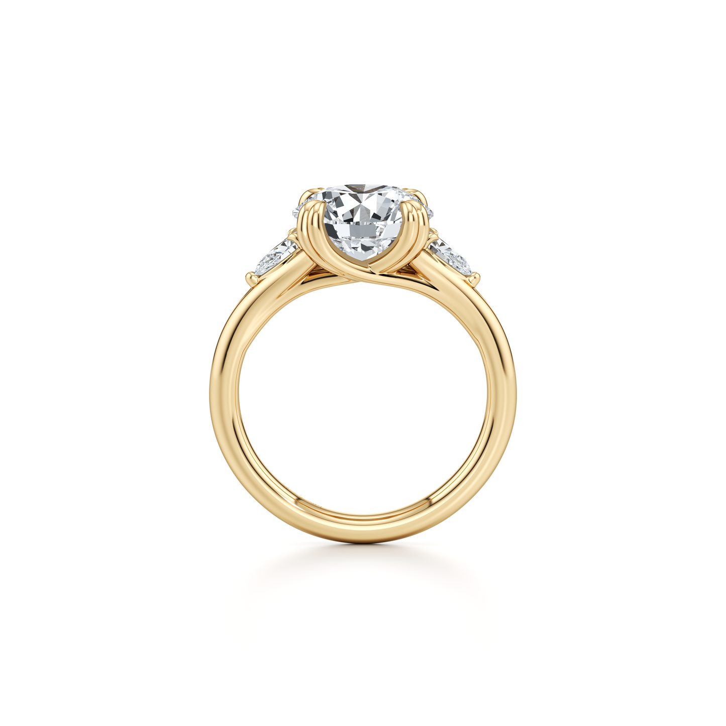 Jane Pear Oval Three Stone Lab Diamond Engagement Ring - view 9