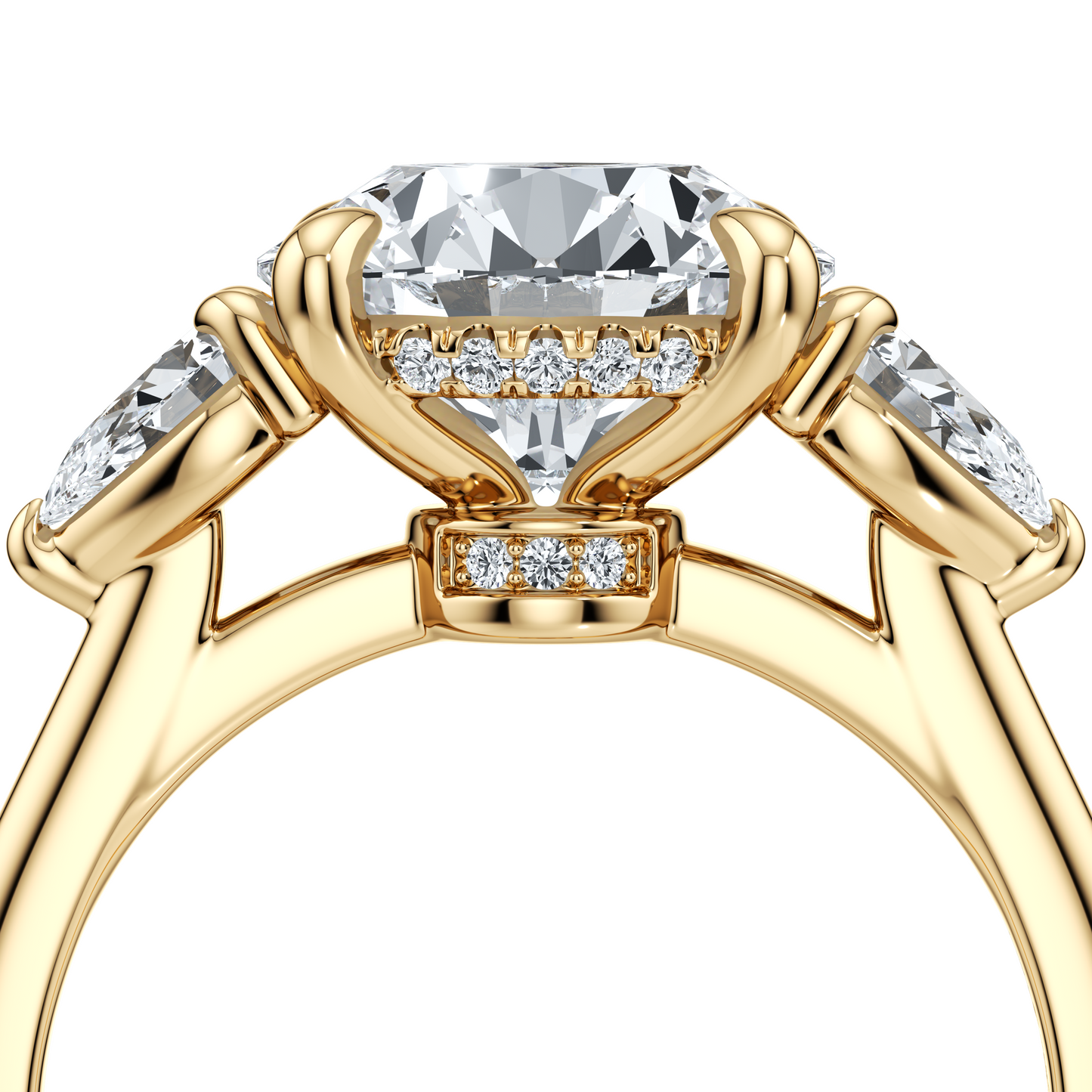 Chelsea Pear Oval Three Stone Lab Diamond Engagement Ring - view 8