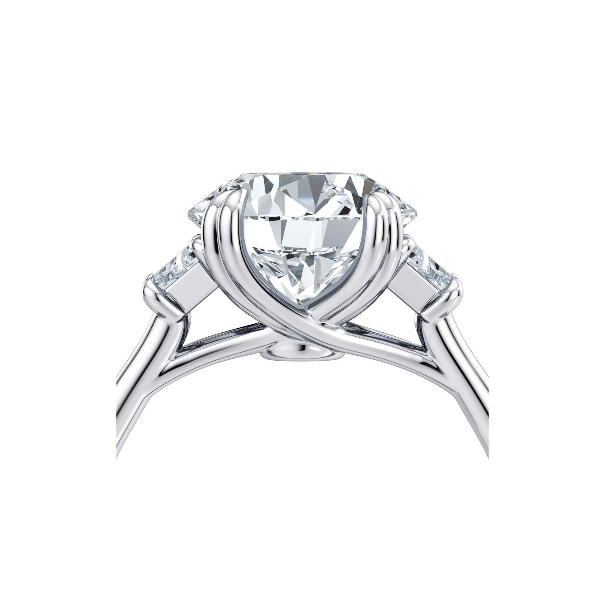 Elle Trapezoid Oval Three Stone Double Lab Diamond Engagement Ring - view 8