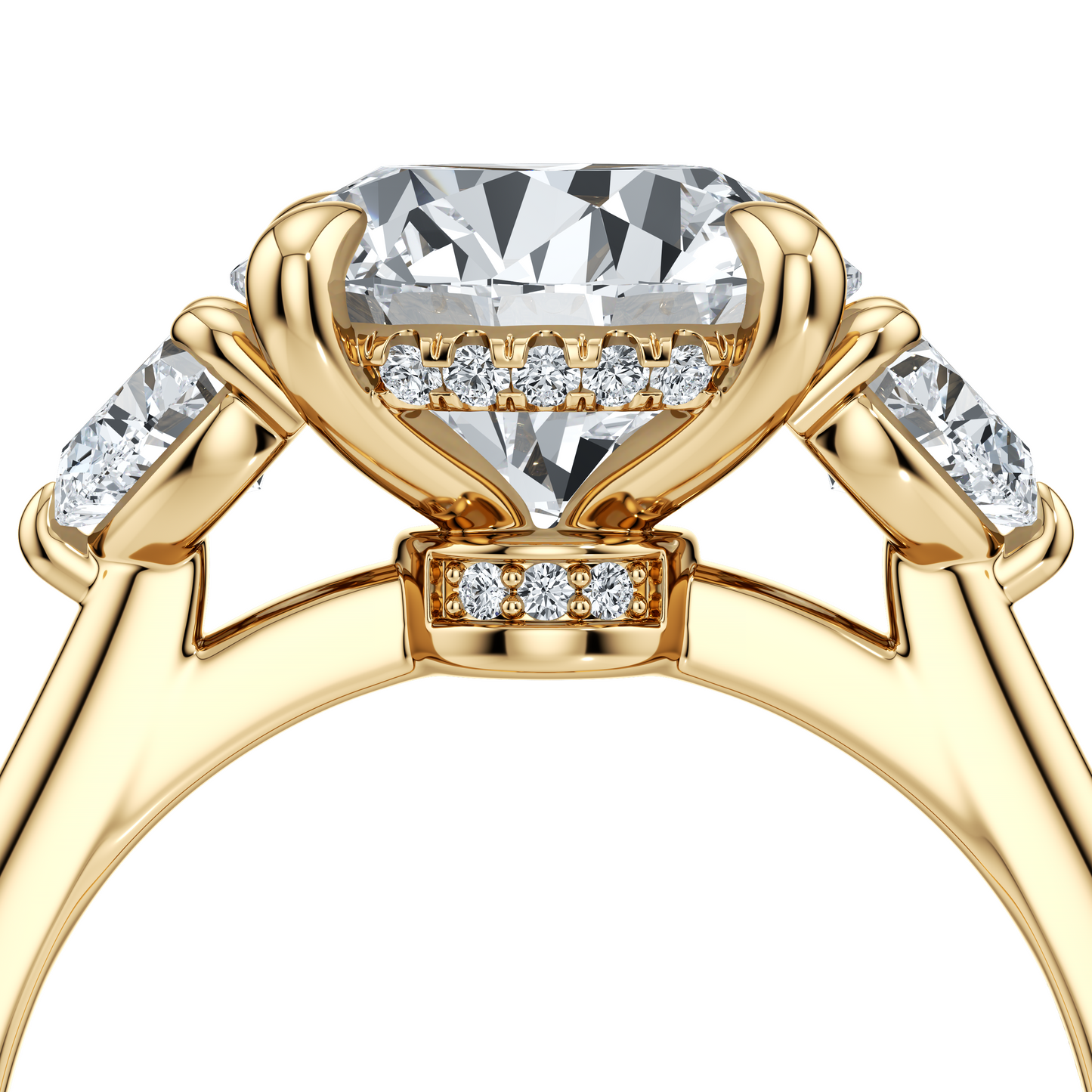 Chelsea Heart Oval Three Stone Lab Diamond Engagement Ring - view 8