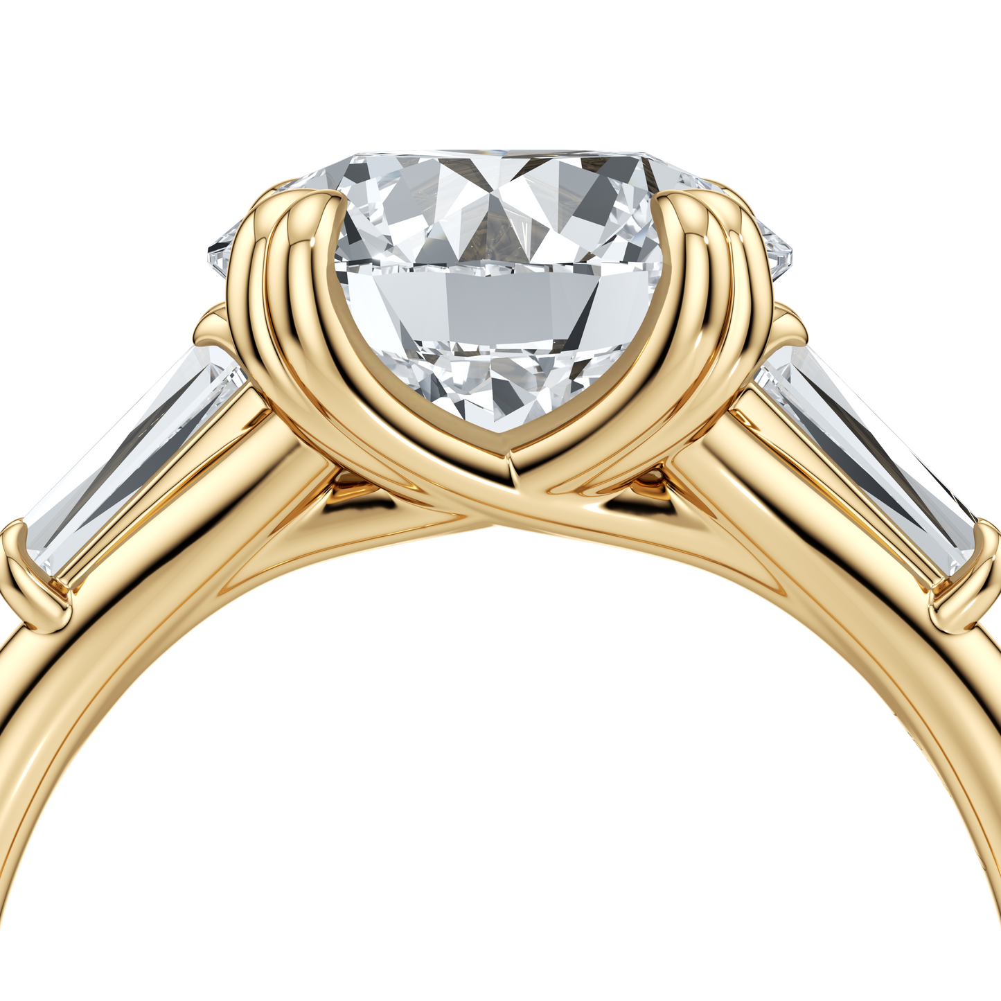 Jane Tapered Baguette Cushion Three Stone Lab Diamond Engagement Ring - view 10