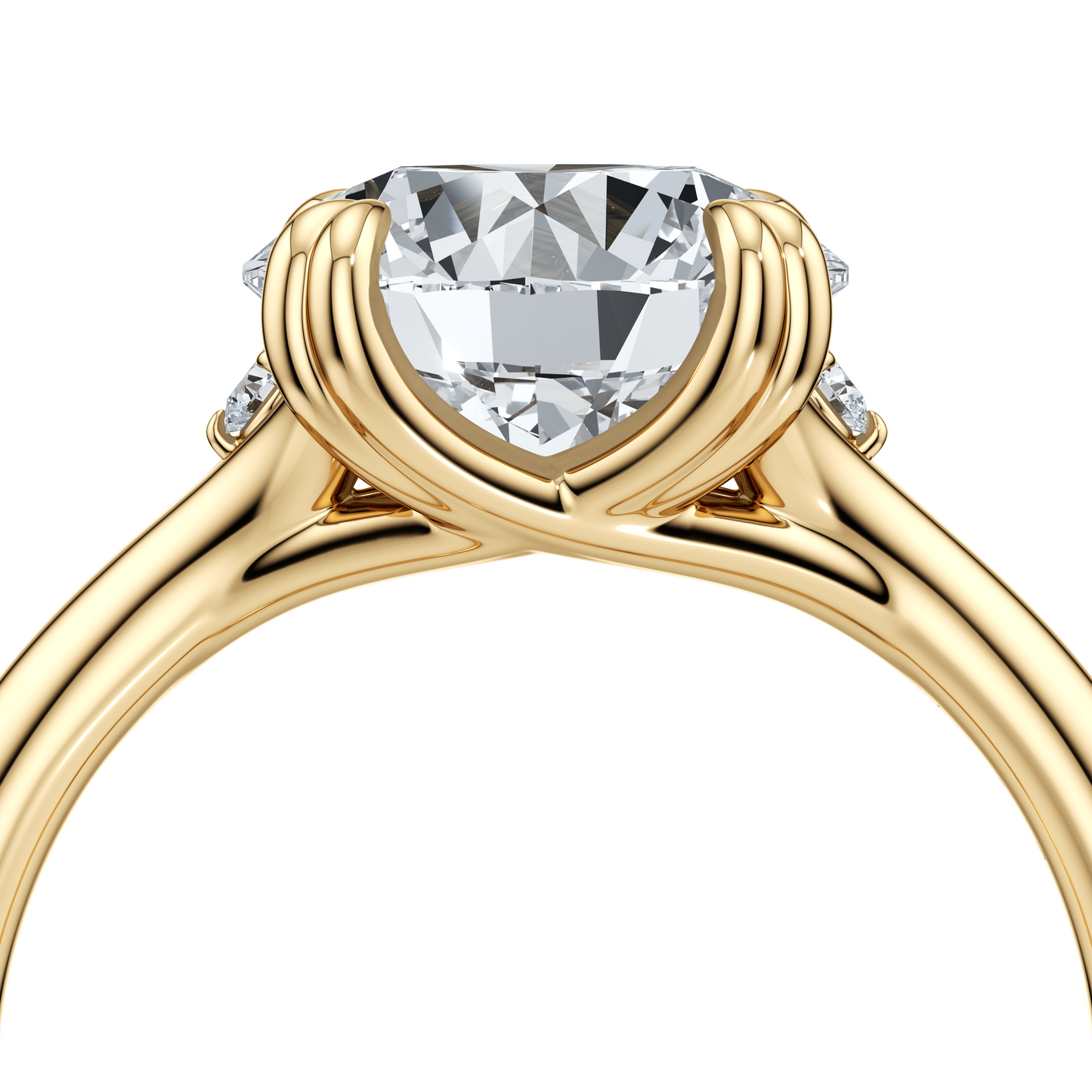 Jane Round Emerald Three Stone Lab Diamond Engagement Ring - view 10