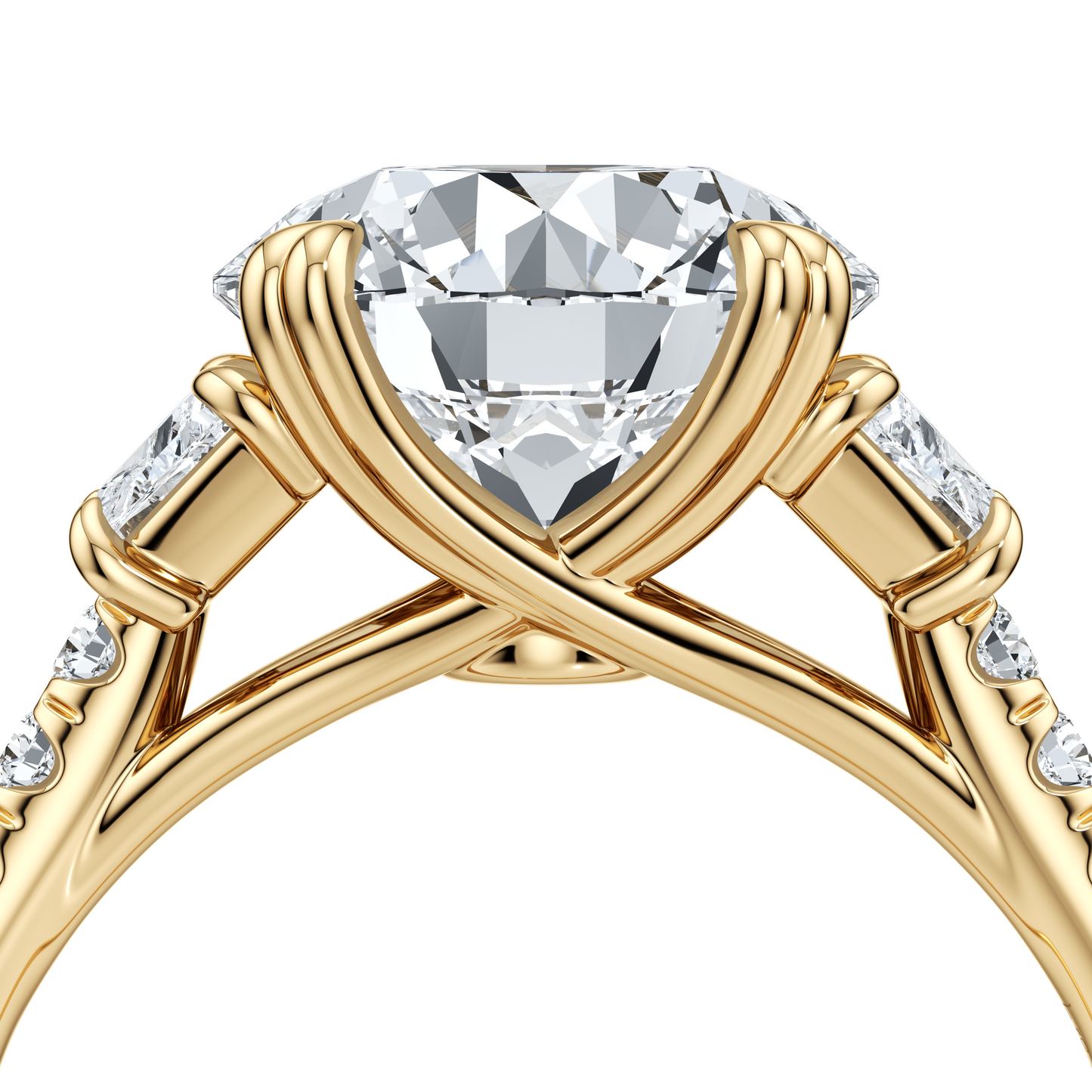 Elle Trapezoid Round Three Stone Lab Diamond Engagement Ring - view 8