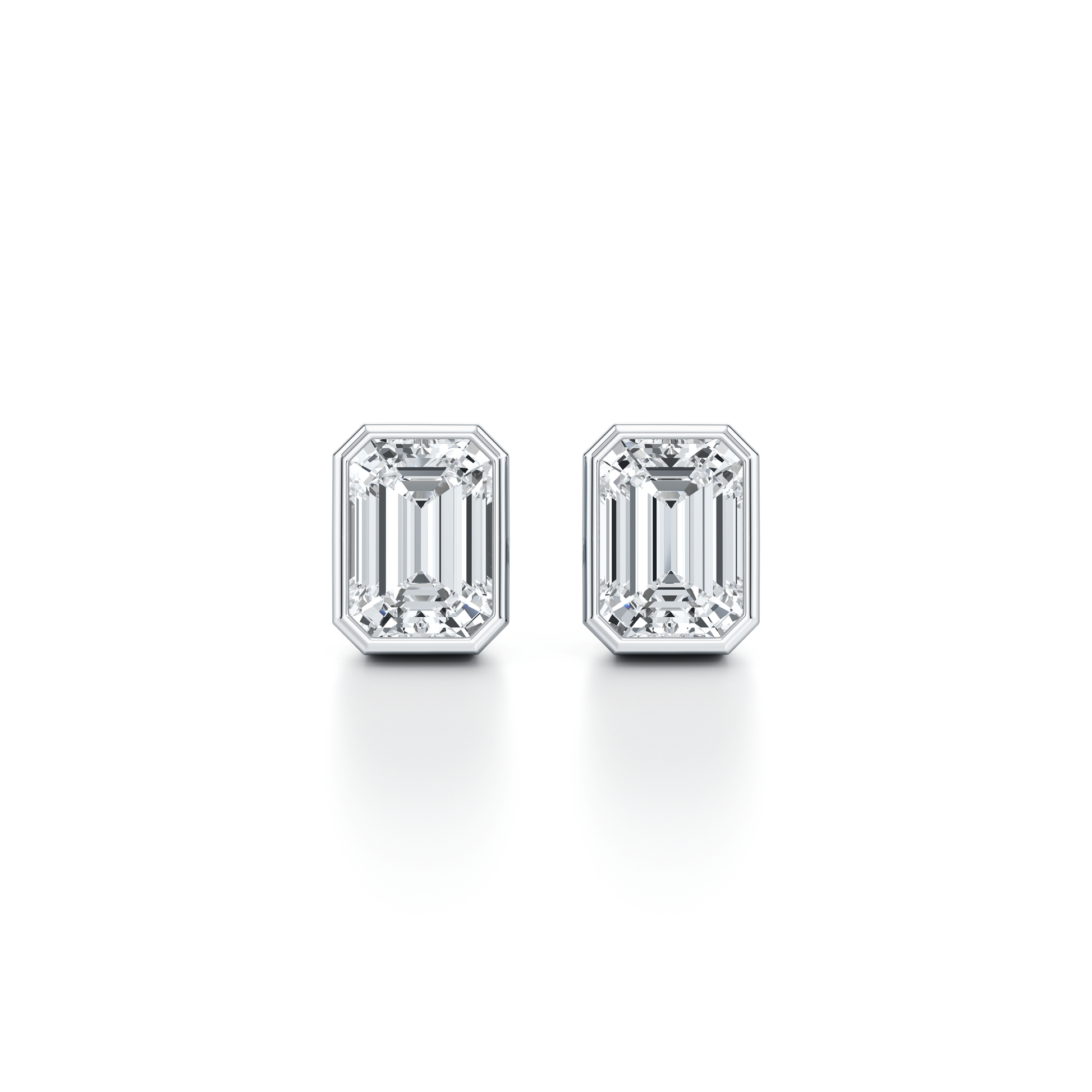 Bezel Set Lab Diamond Emerald Studs - view 10