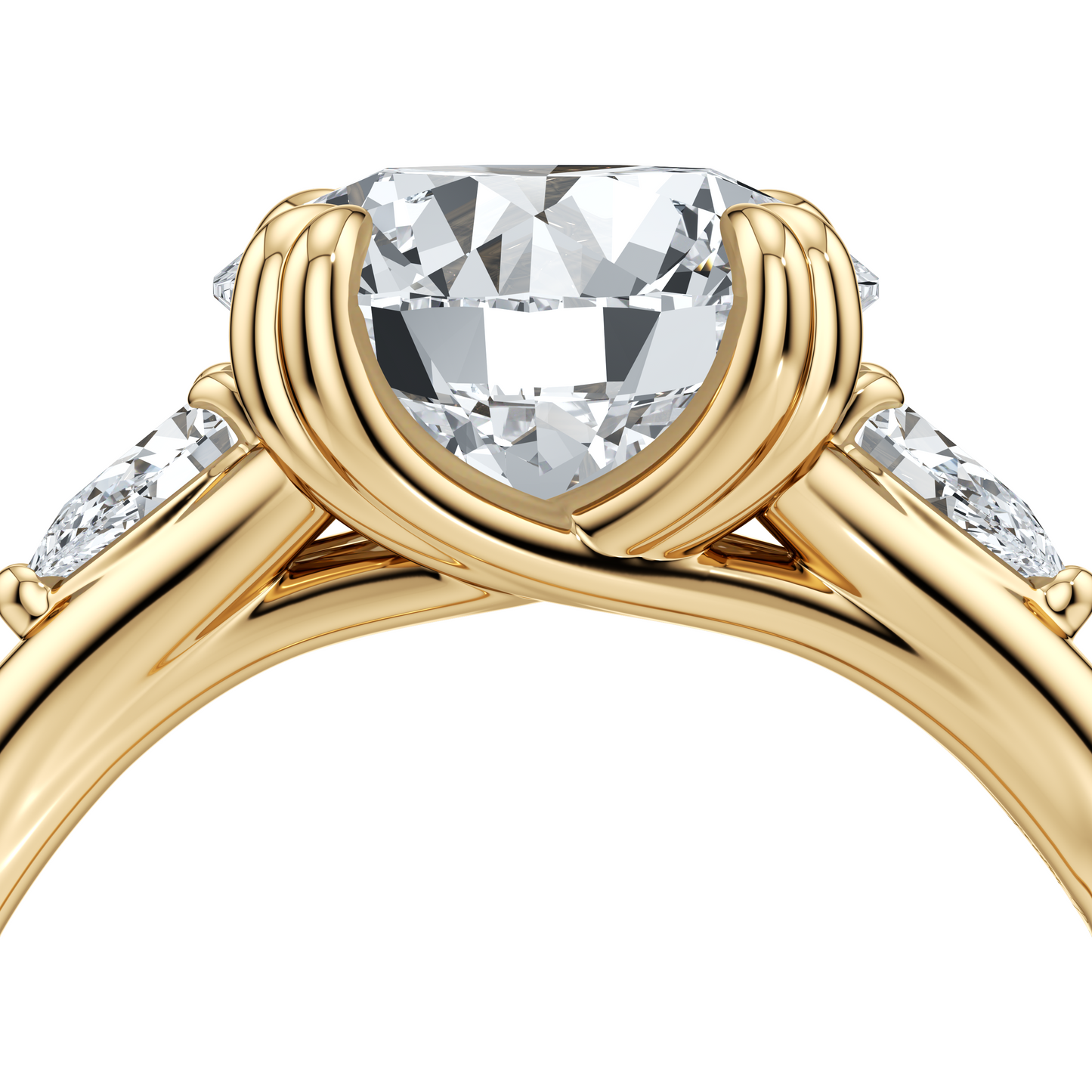 Jane Pear Cushion Three Stone Lab Diamond Engagement Ring - view 10