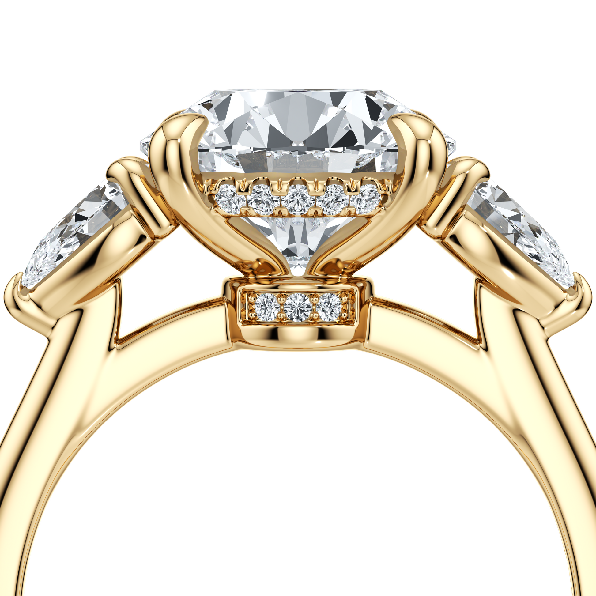 Chelsea Heart Pear Three Stone Lab Diamond Engagement Ring - view 8