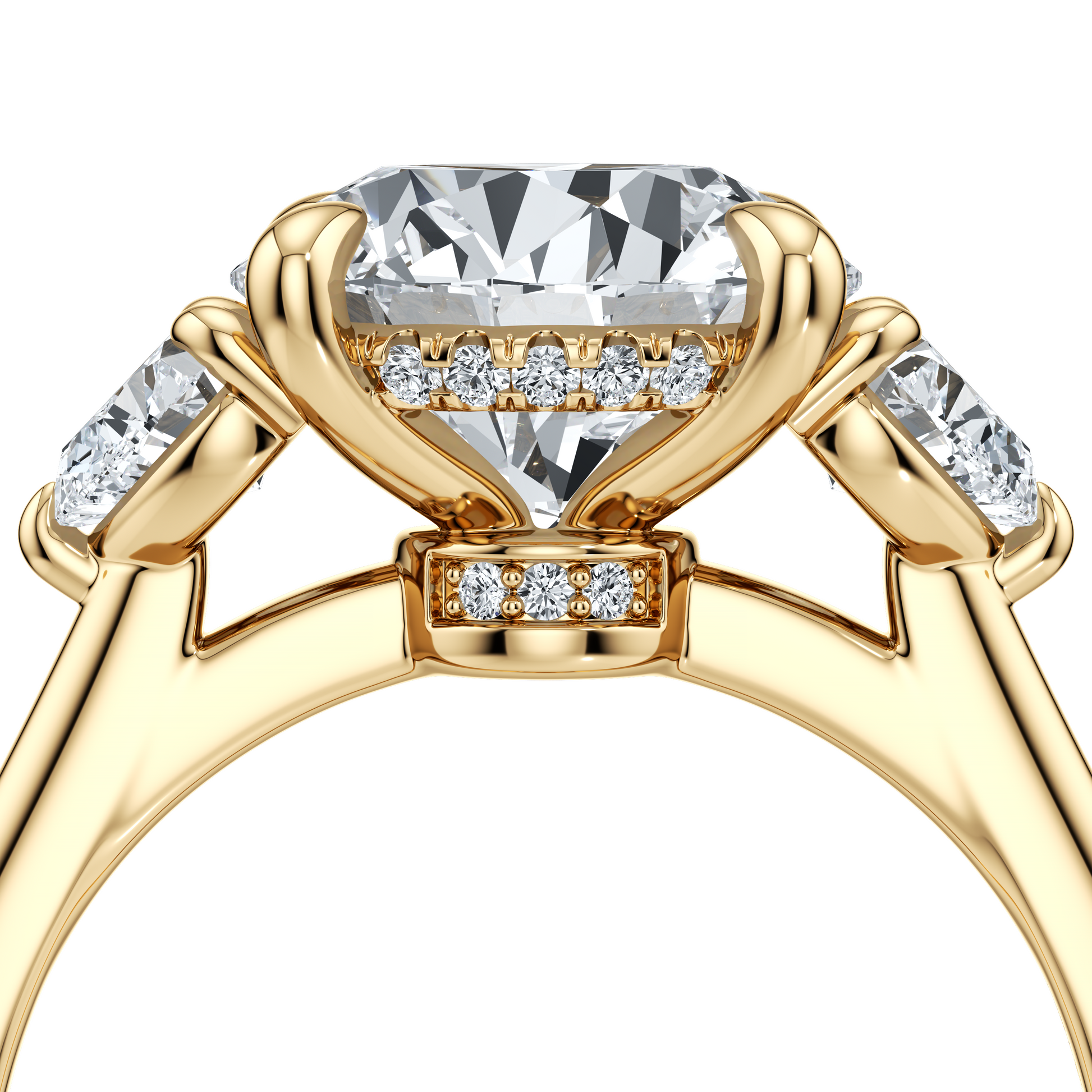 Chelsea Heart Cushion Three Stone Lab Diamond Engagement Ring - view 8