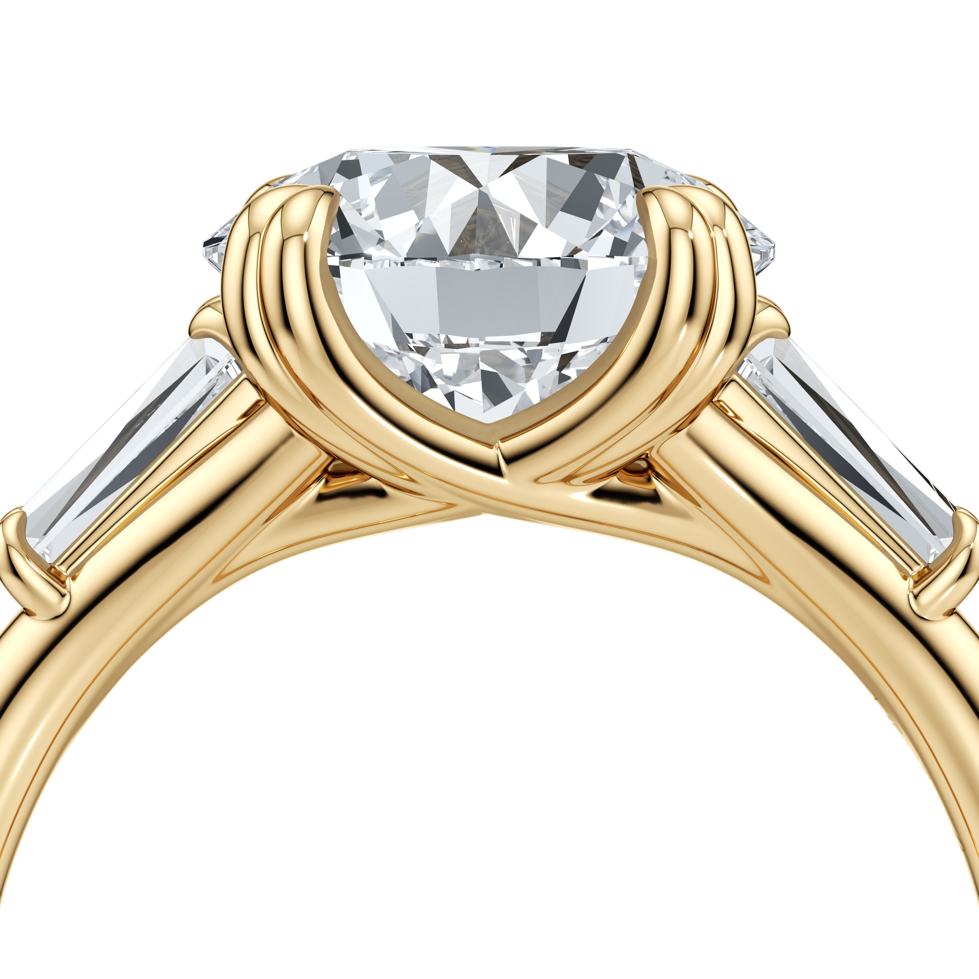 Jane Tapered Baguette Radiant Three Stone Lab Diamond Engagement Ring - view 10