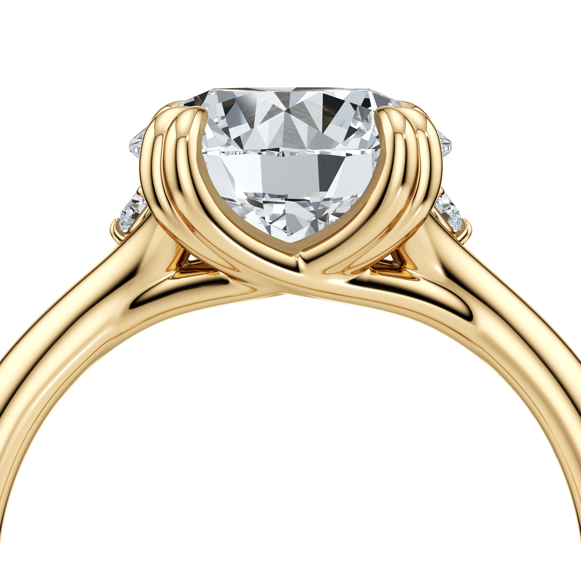 Jane Round Cushion Three Stone Lab Diamond Engagement Ring - view 10