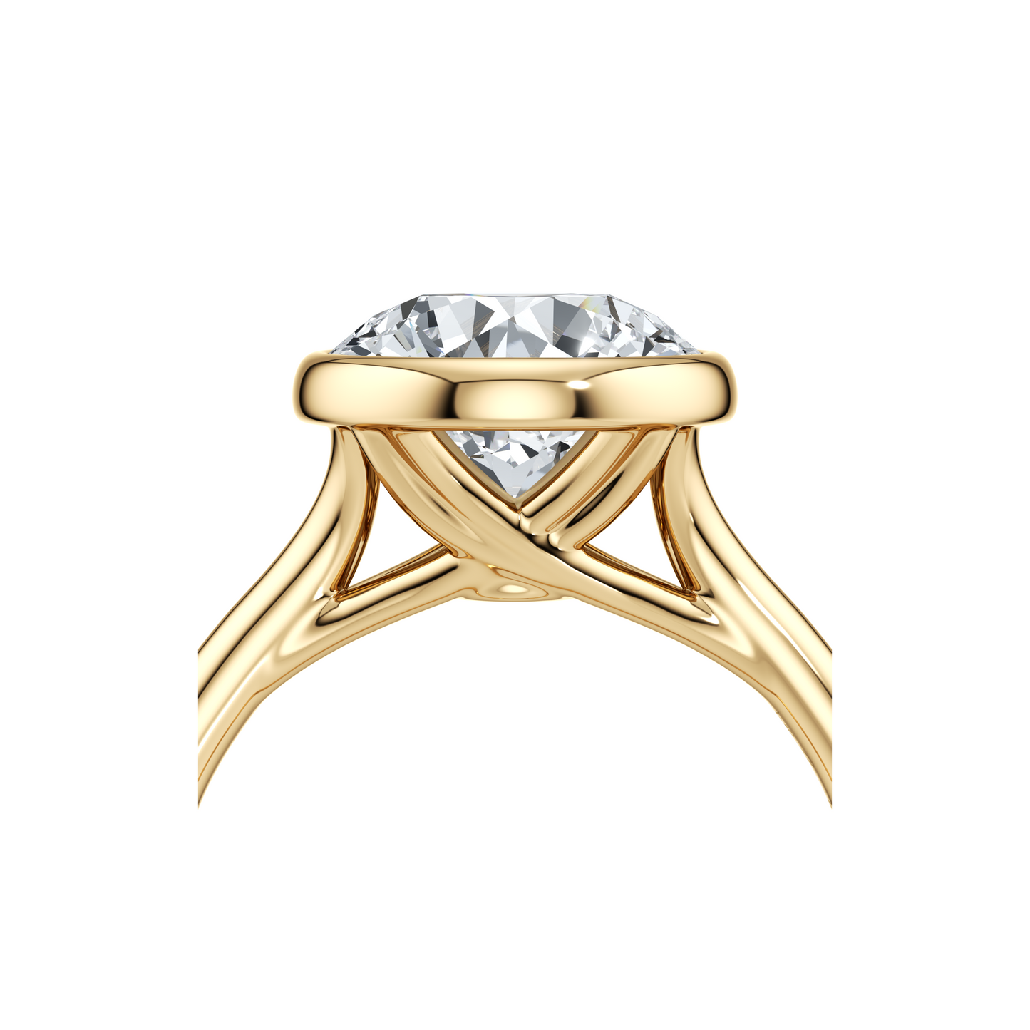 Elle Bezel Emerald Cut Solitaire Lab Diamond Engagement Ring - view 8
