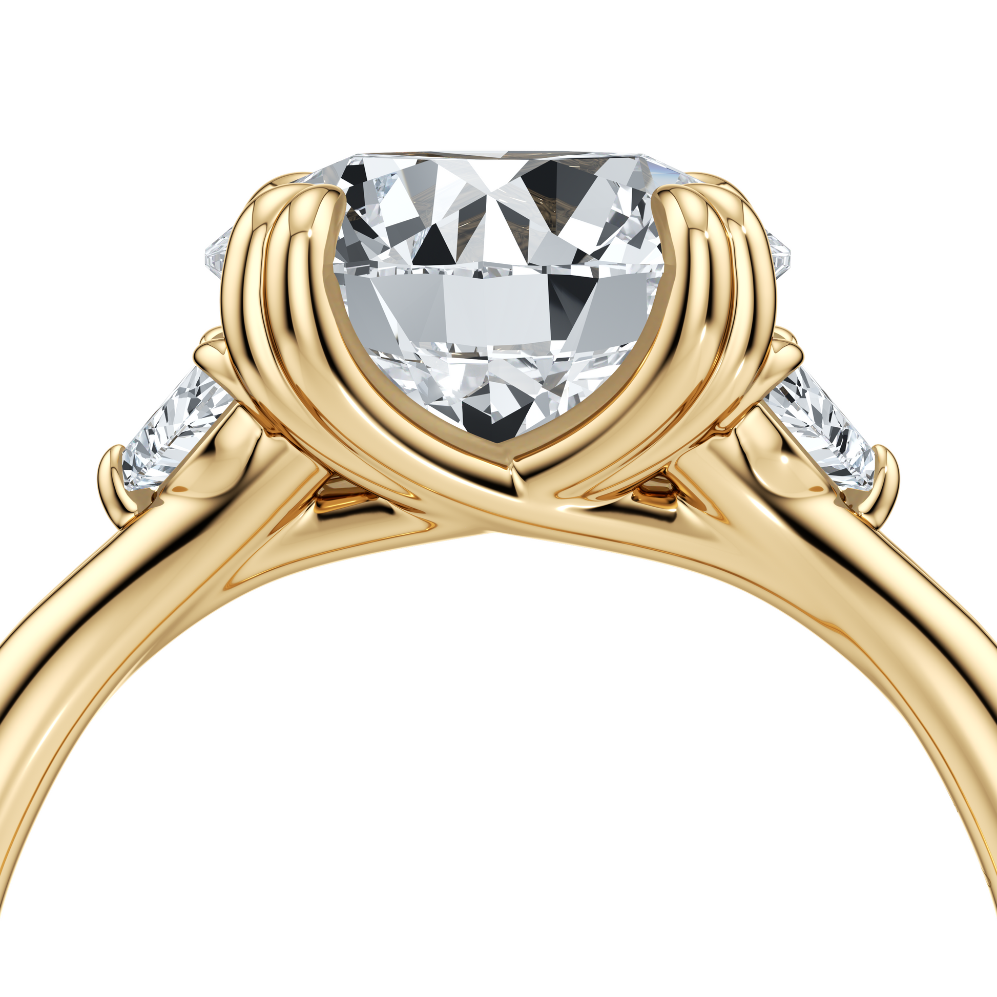 Jane Half Moon Emerald Three Stone Lab Diamond Engagement Ring - view 10
