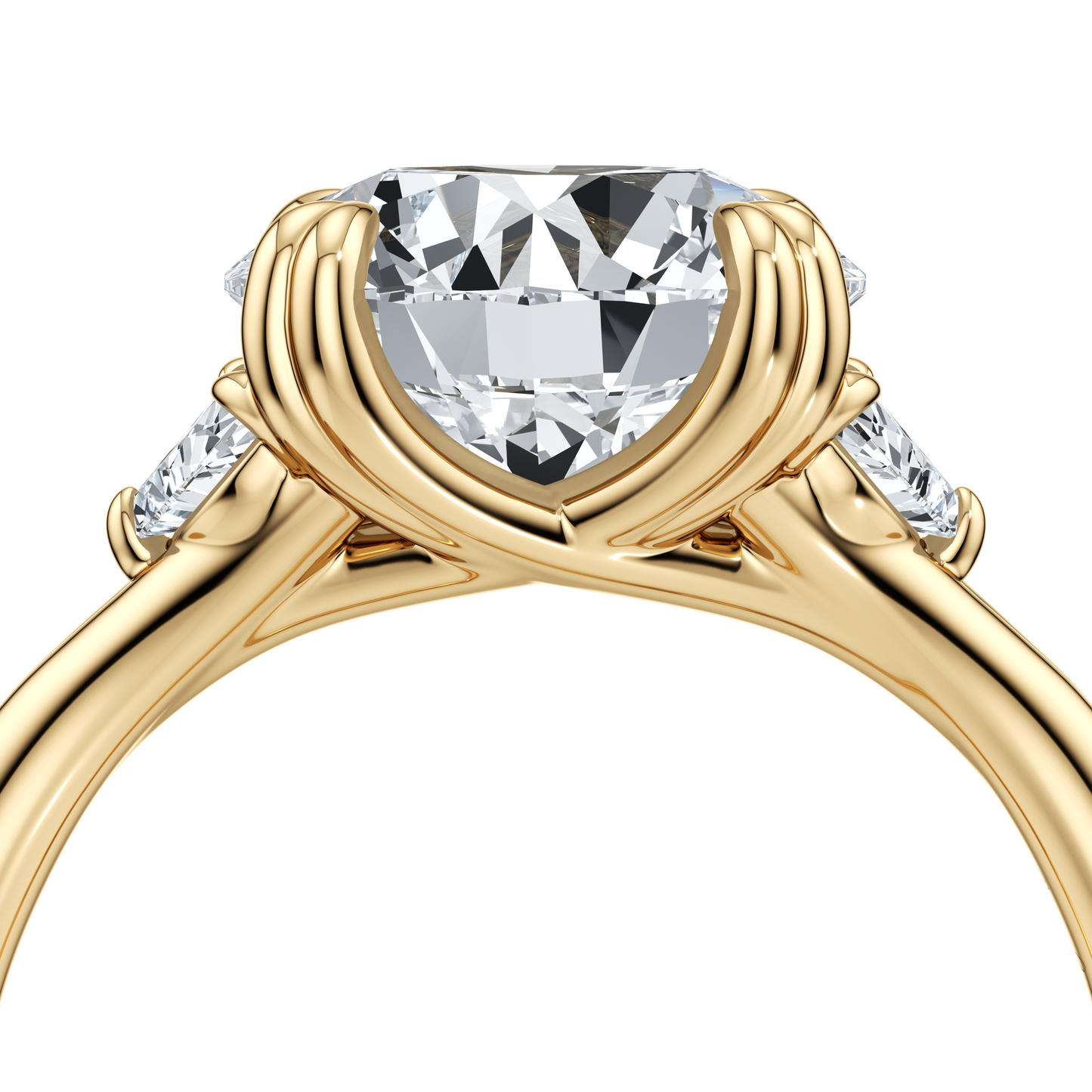 Jane Half Moon Round Three Stone Lab Diamond Engagement Ring - view 10