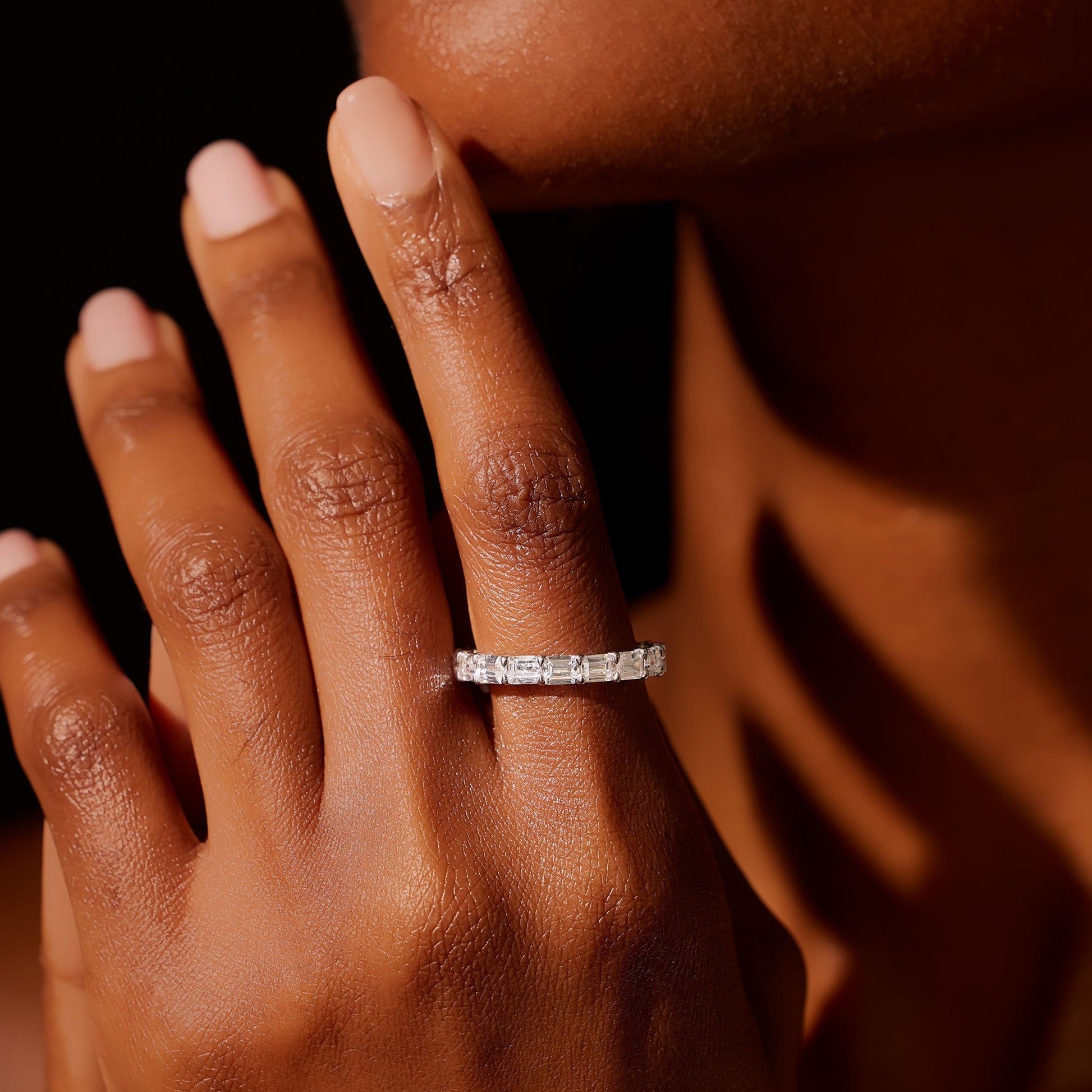 Olivia East-West Emerald Lab Diamond Eternity Band - view 10