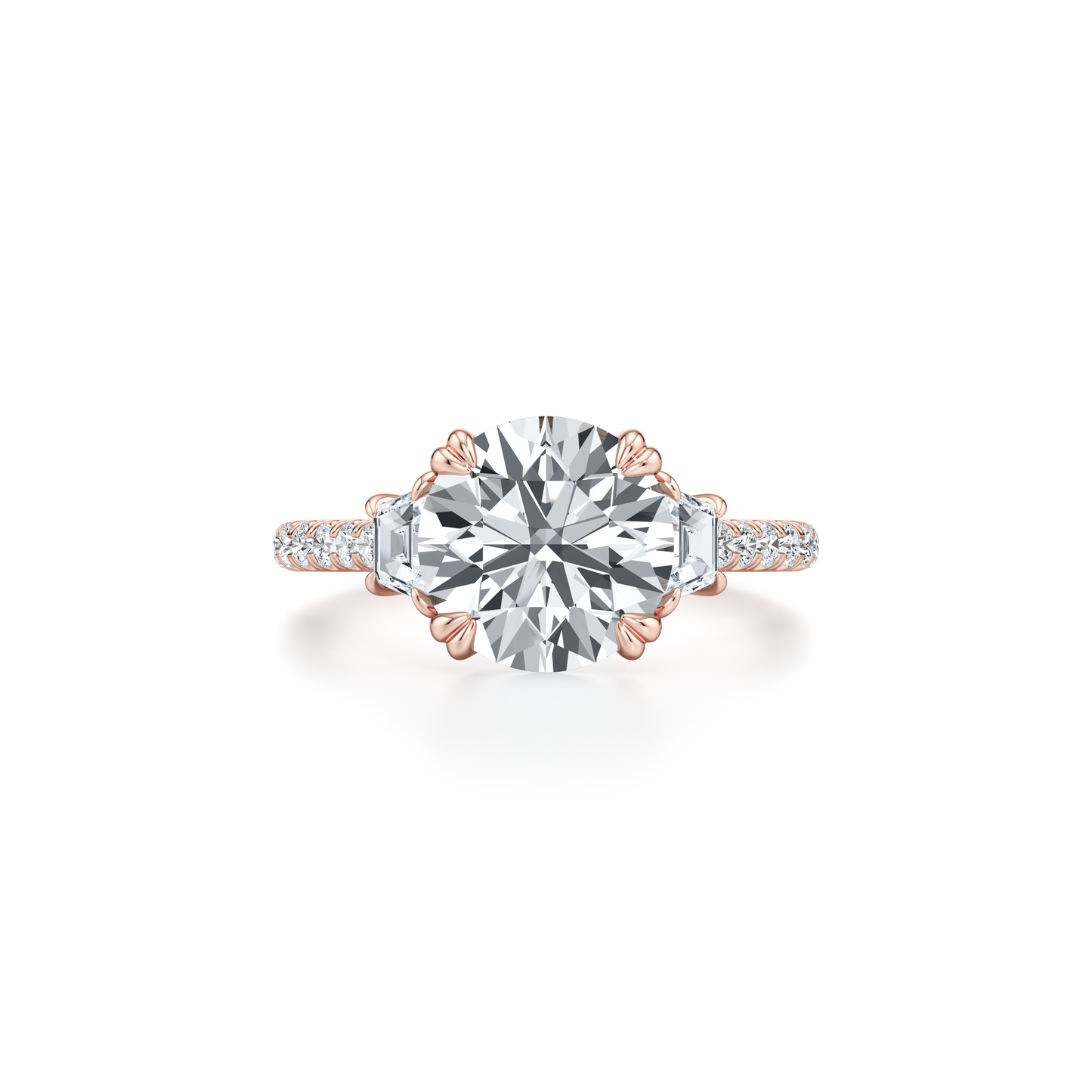 Elle Trapezoid Cushion Three Stone Lab Diamond Engagement Ring - view 9
