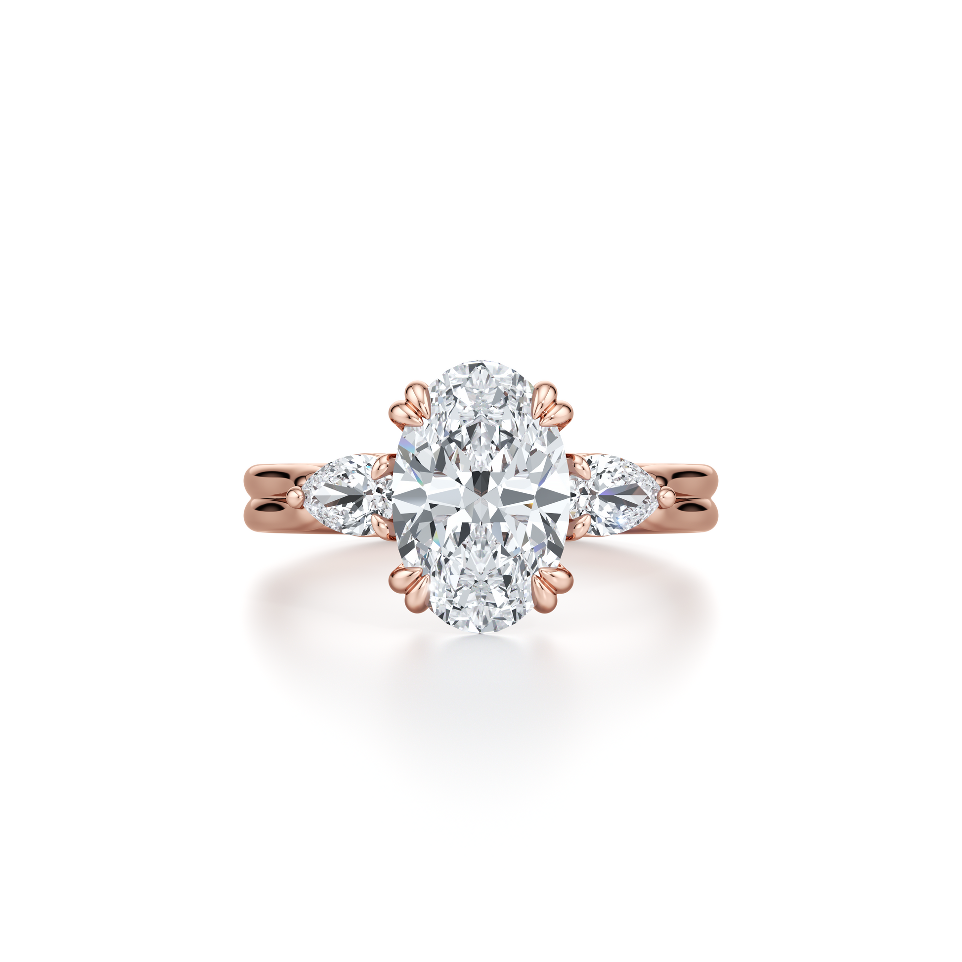 Elle Trapezoid Pear Three Stone Double Lab Diamond Engagement Ring - view 9