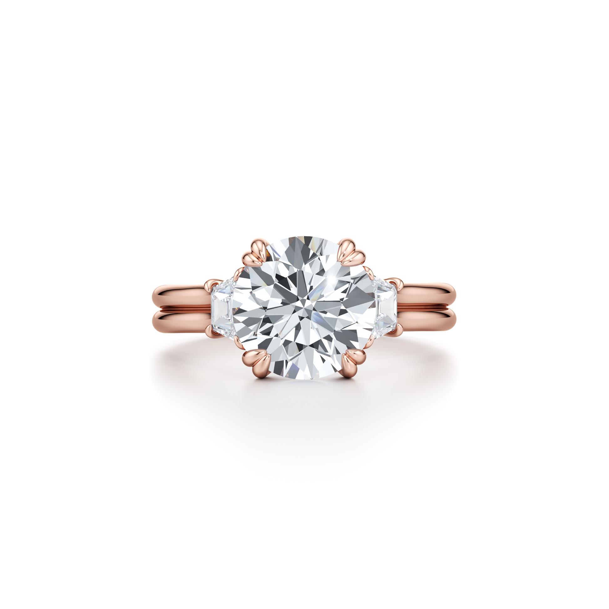 Elle Trapezoid Oval Three Stone Double Lab Diamond Engagement Ring - view 9