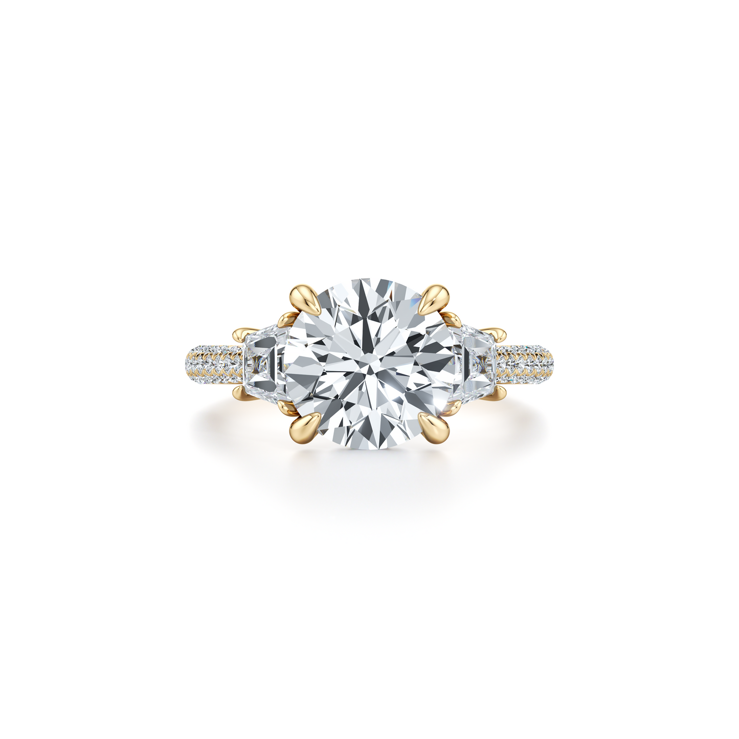 Chelsea Trapezoid Radiant Three Stone Lab Diamond Engagement Ring - view 9