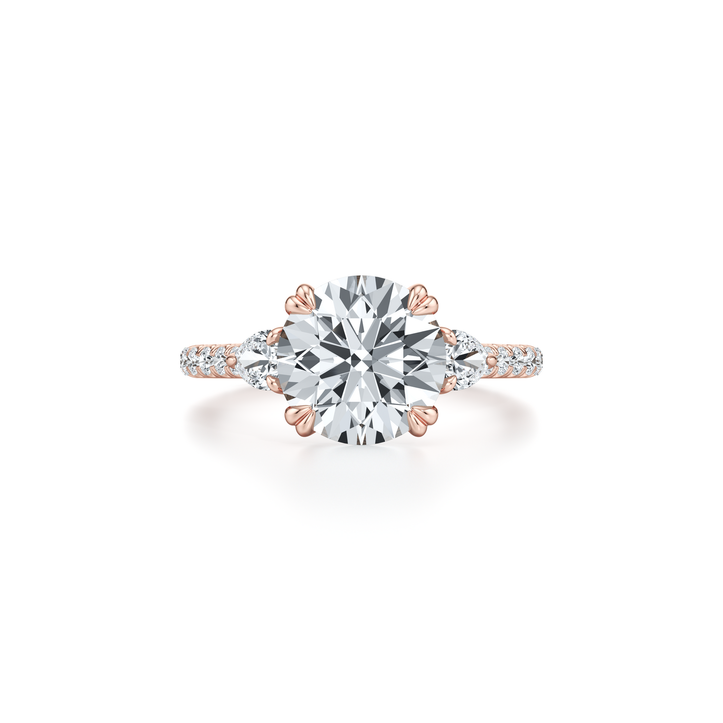 Elle Pear Cushion Three Stone Lab Diamond Engagement Ring - view 9