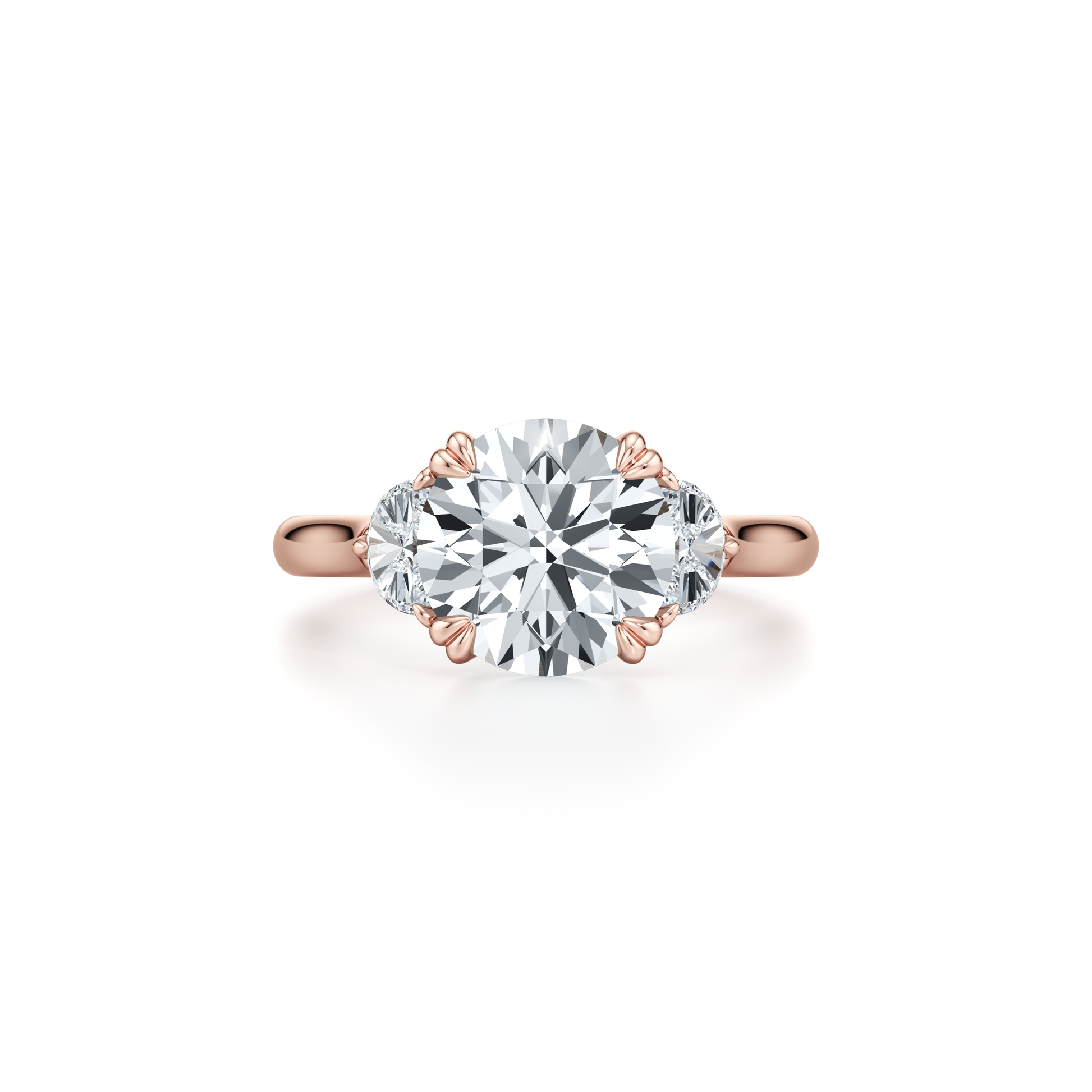 Elle Half Moon Radiant Three Stone Lab Diamond Engagement Ring - view 9