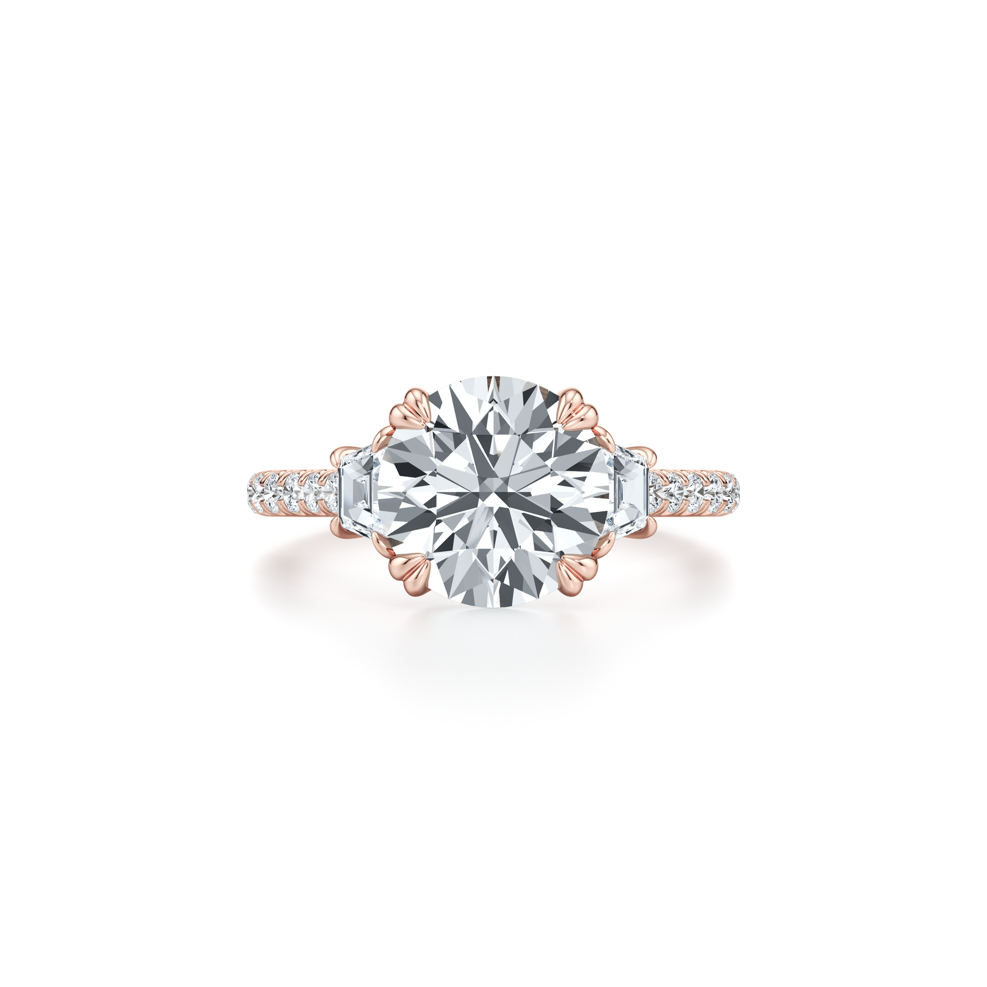 Elle Trapezoid Radiant Three Stone Lab Diamond Engagement Ring - view 9