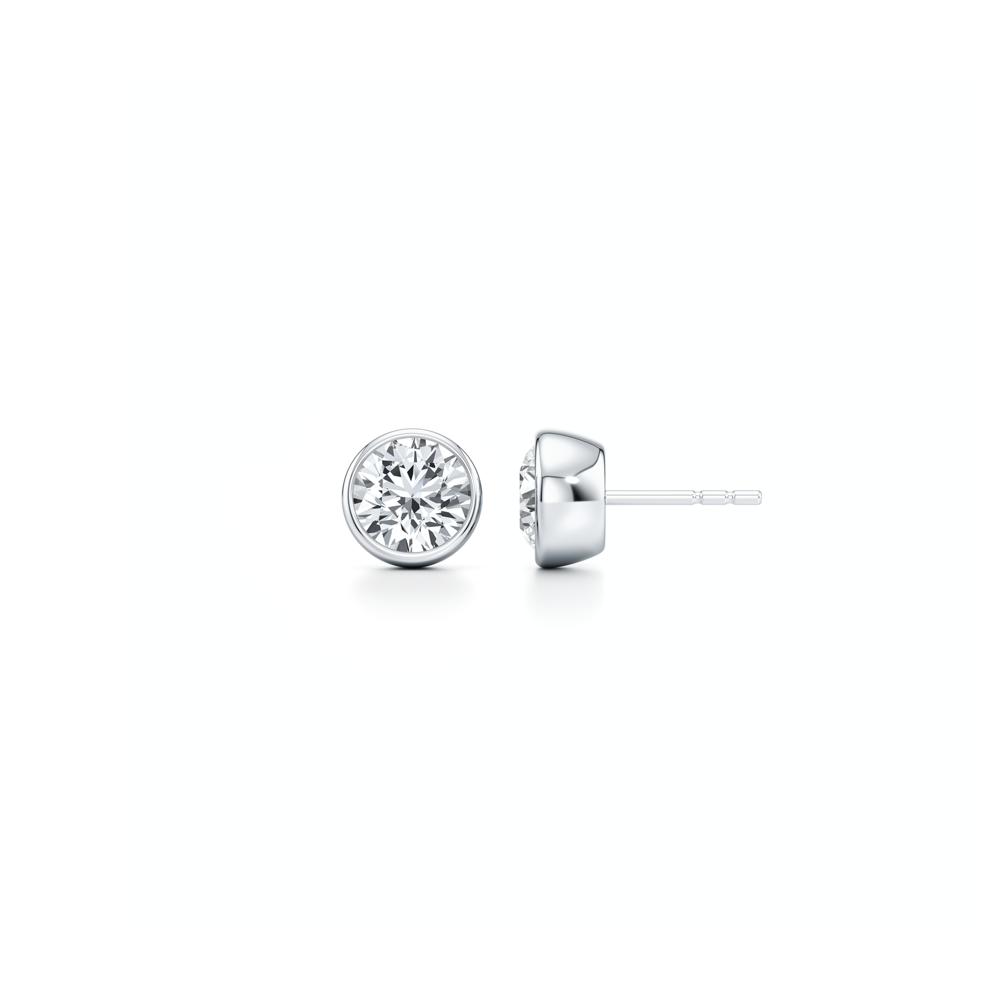 Bezel Set Lab Diamond Round Brilliant Studs - view 11