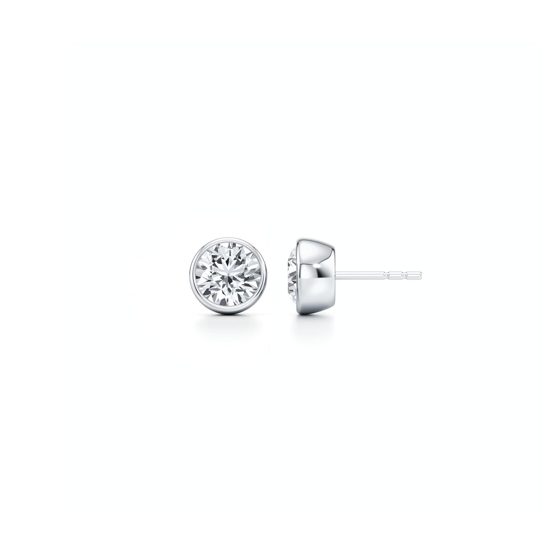 Bezel Set Lab Diamond Round Brilliant Studs - view 11