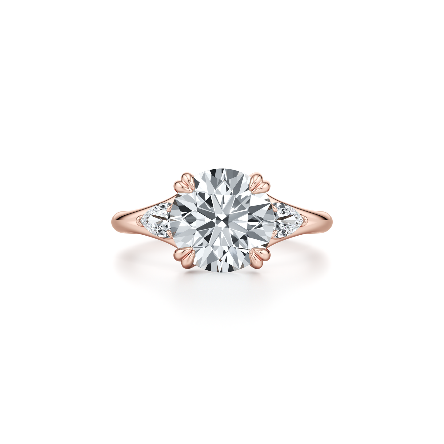 Jane Pear Round Three Stone Lab Diamond Engagement Ring - view 11