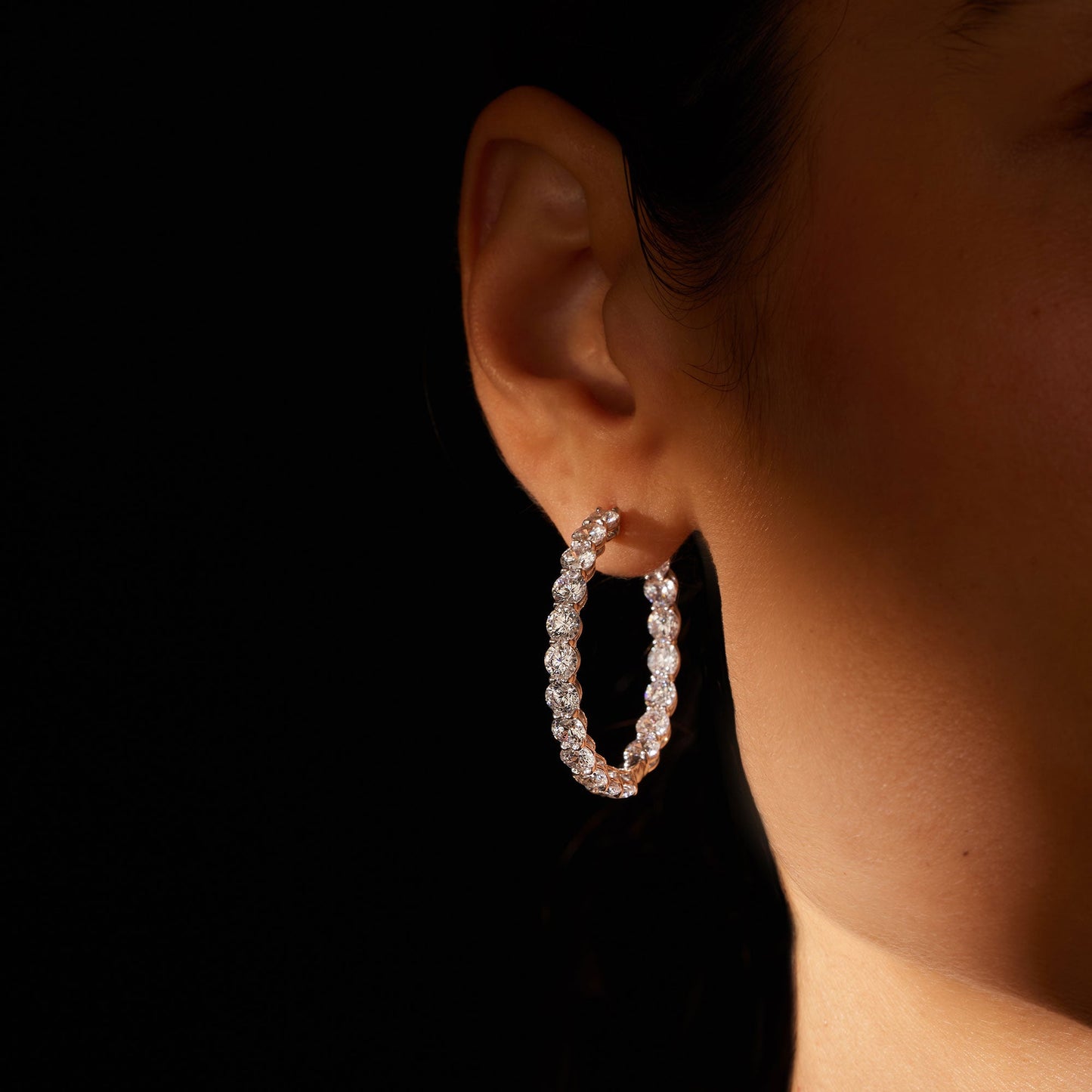 Olivia Oval Lab Diamond Bold Inside Out Hoops - view 11